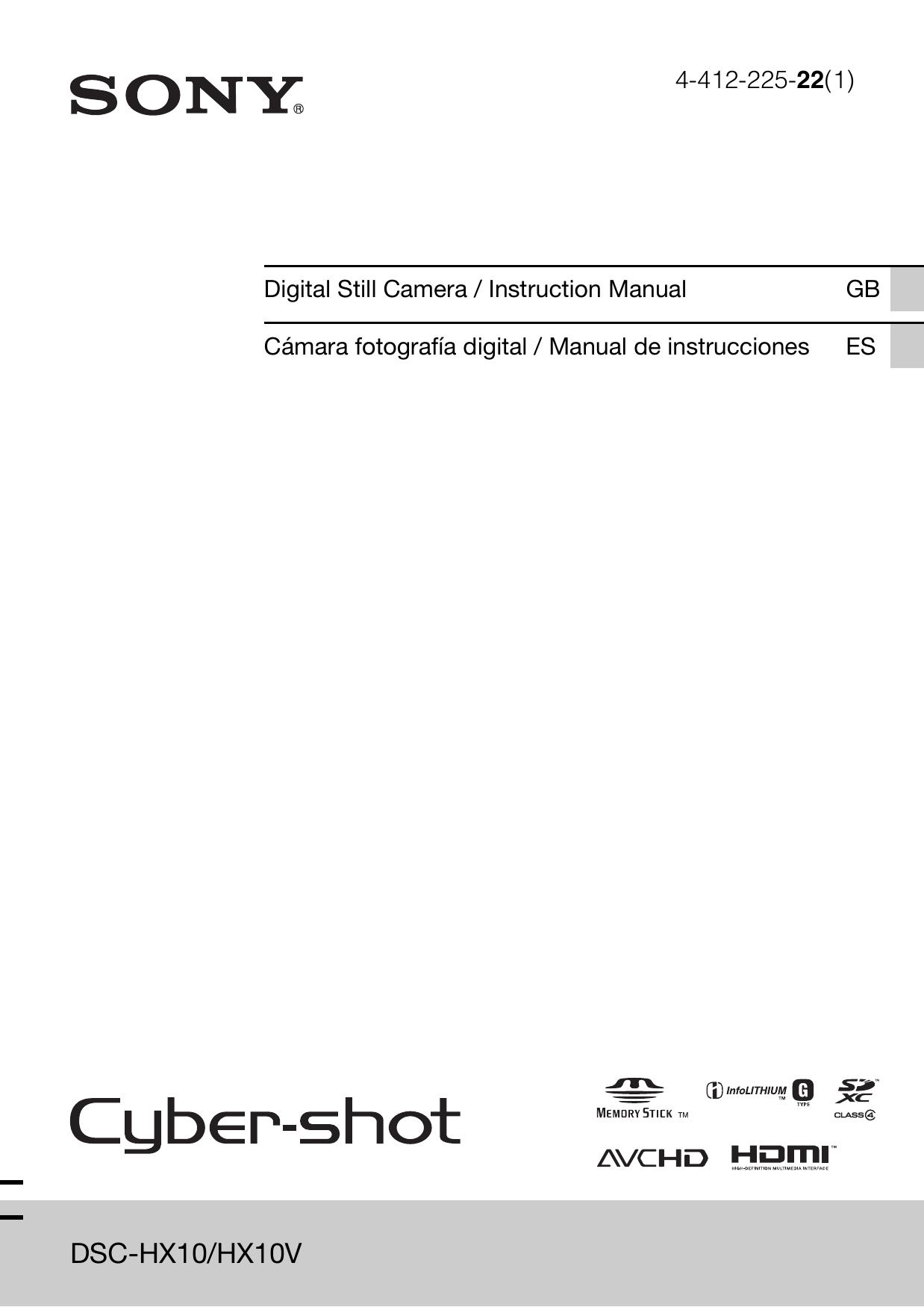 Sony 4-412-225-22(1) Digital Camera User Manual