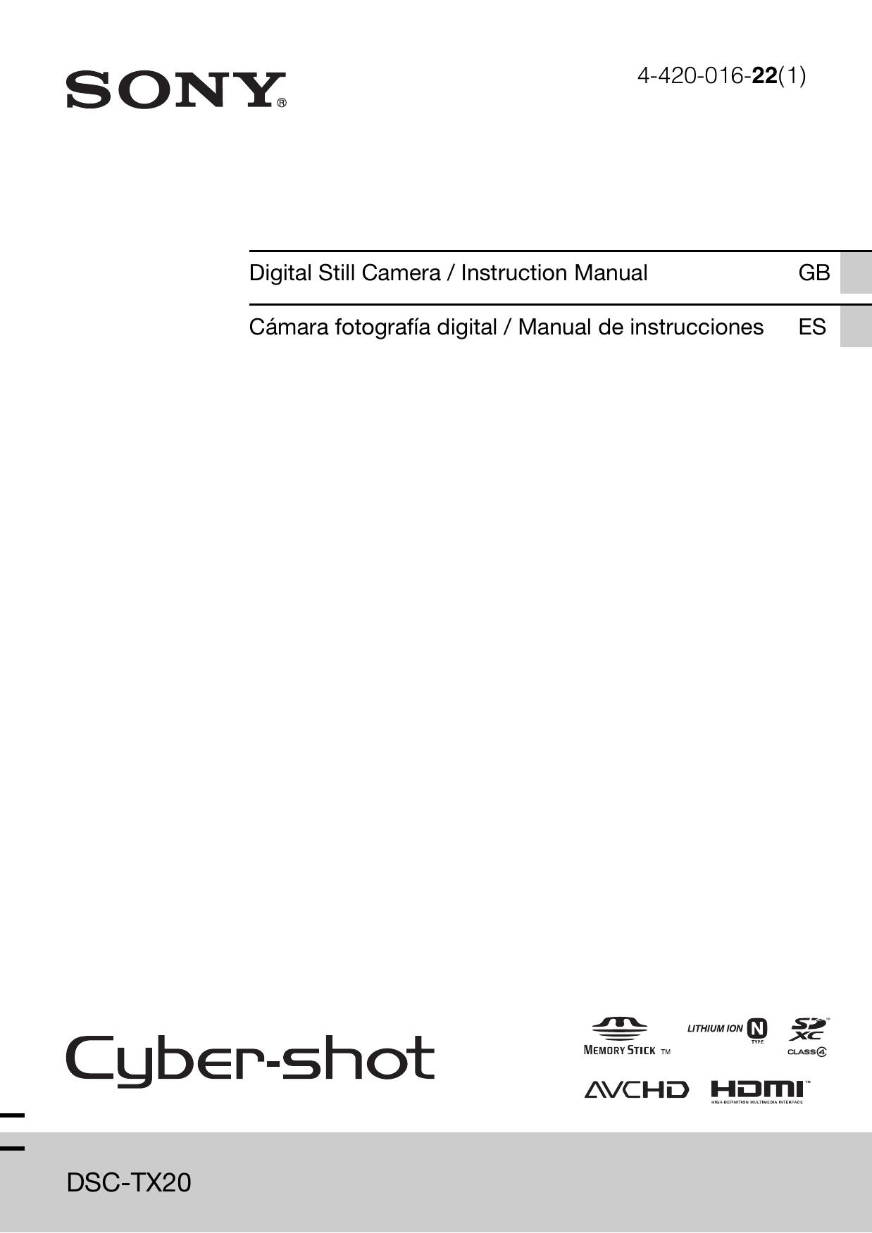 Sony 4-420-016-22(1) Digital Camera User Manual