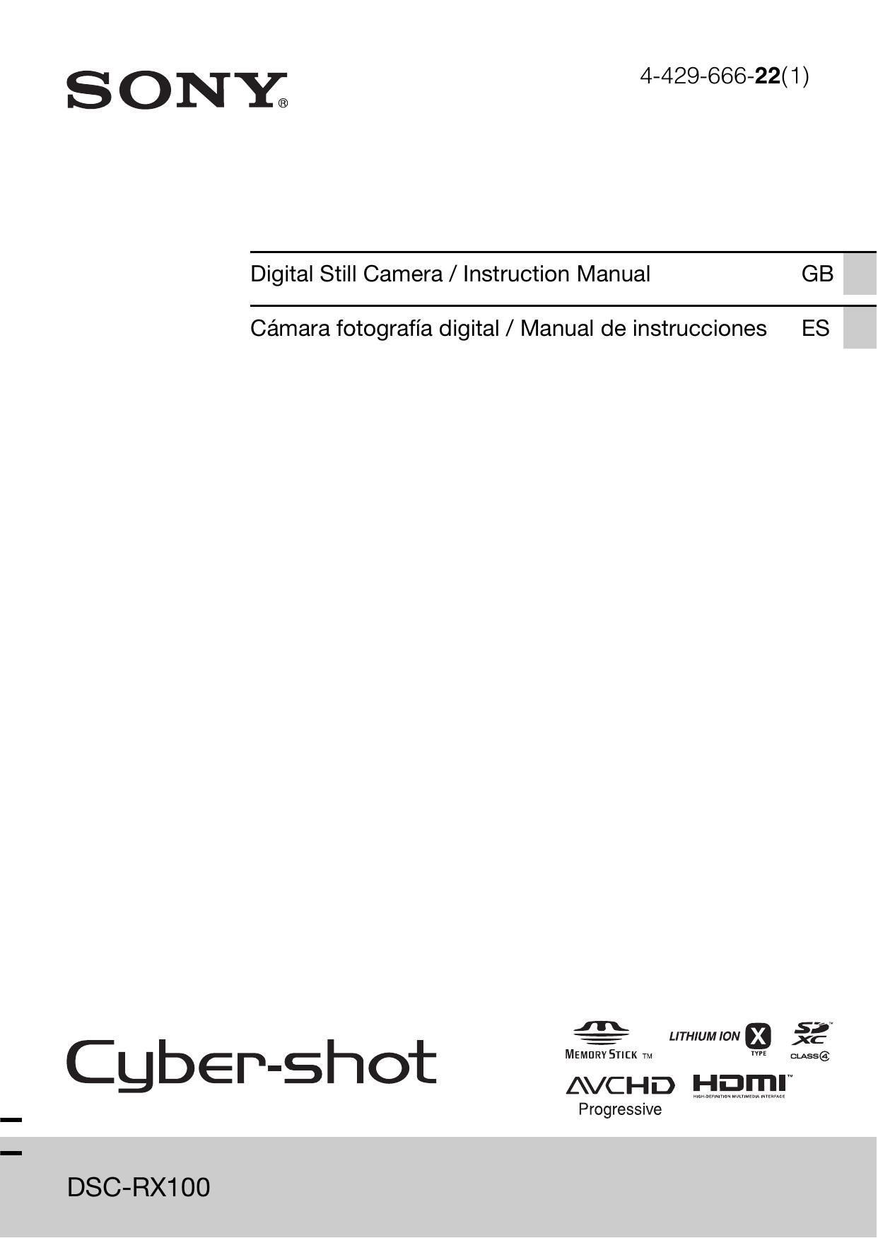Sony 4-429-666-22(1) Digital Camera User Manual