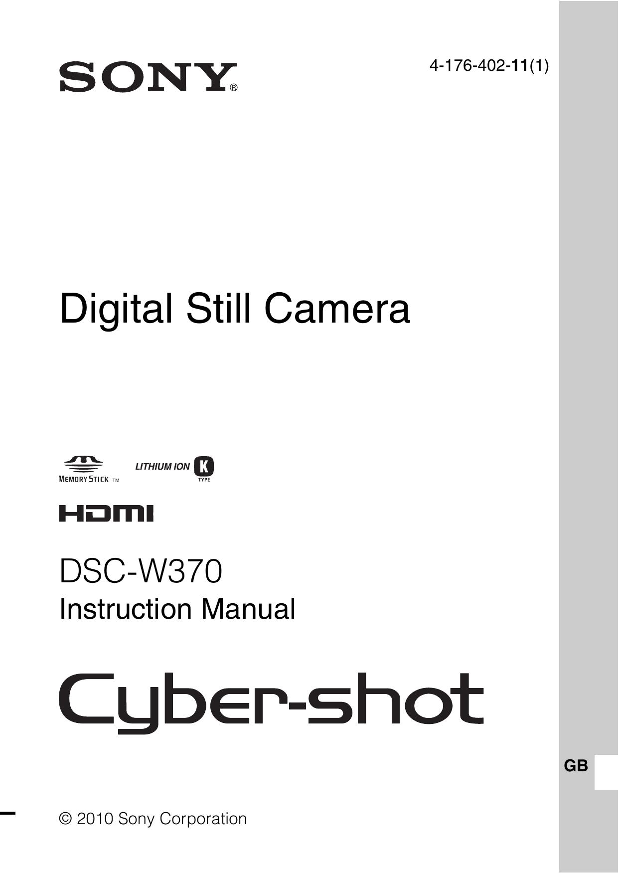 Sony 417640211 Digital Camera User Manual