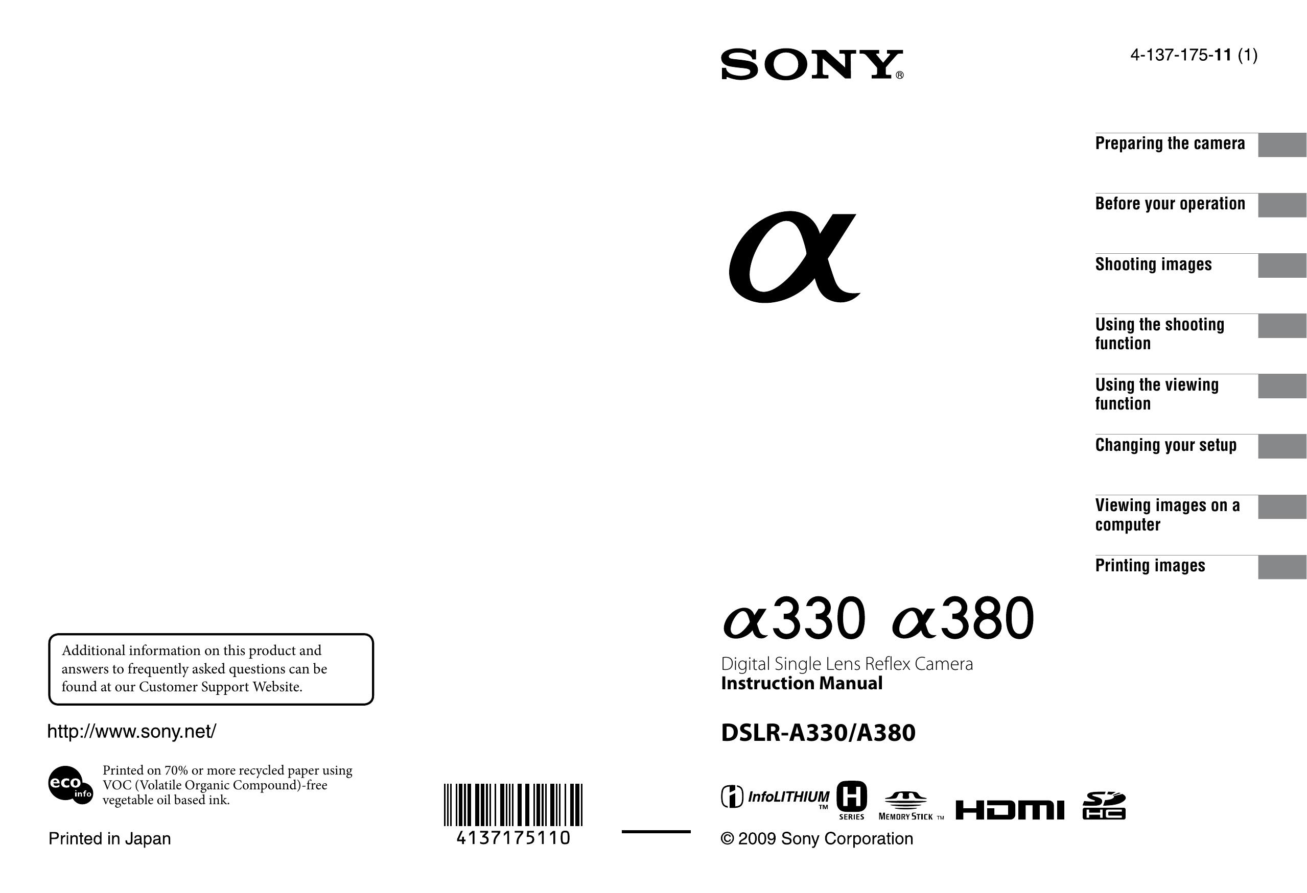 Sony A330 Digital Camera User Manual