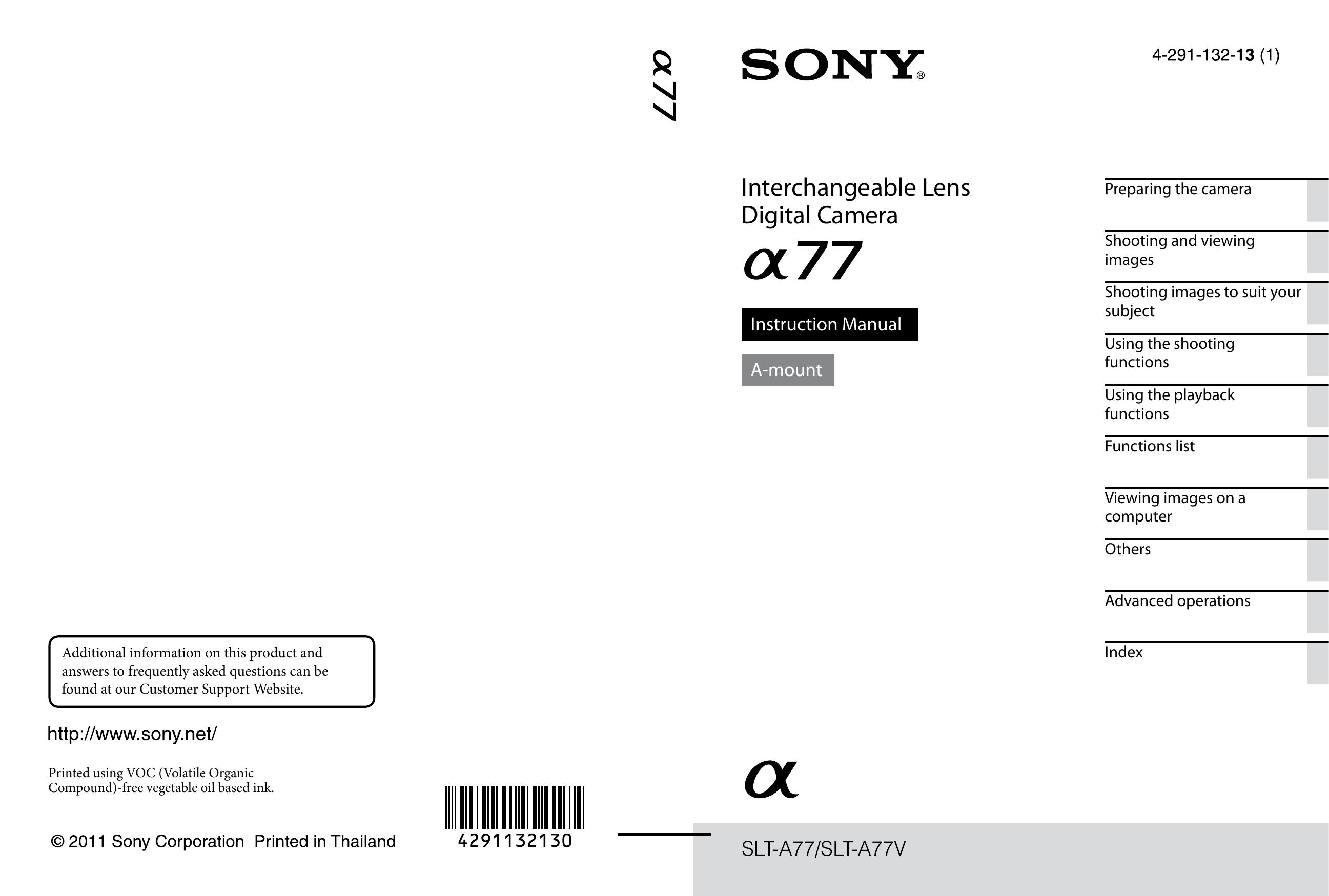 Sony A77V Digital Camera User Manual