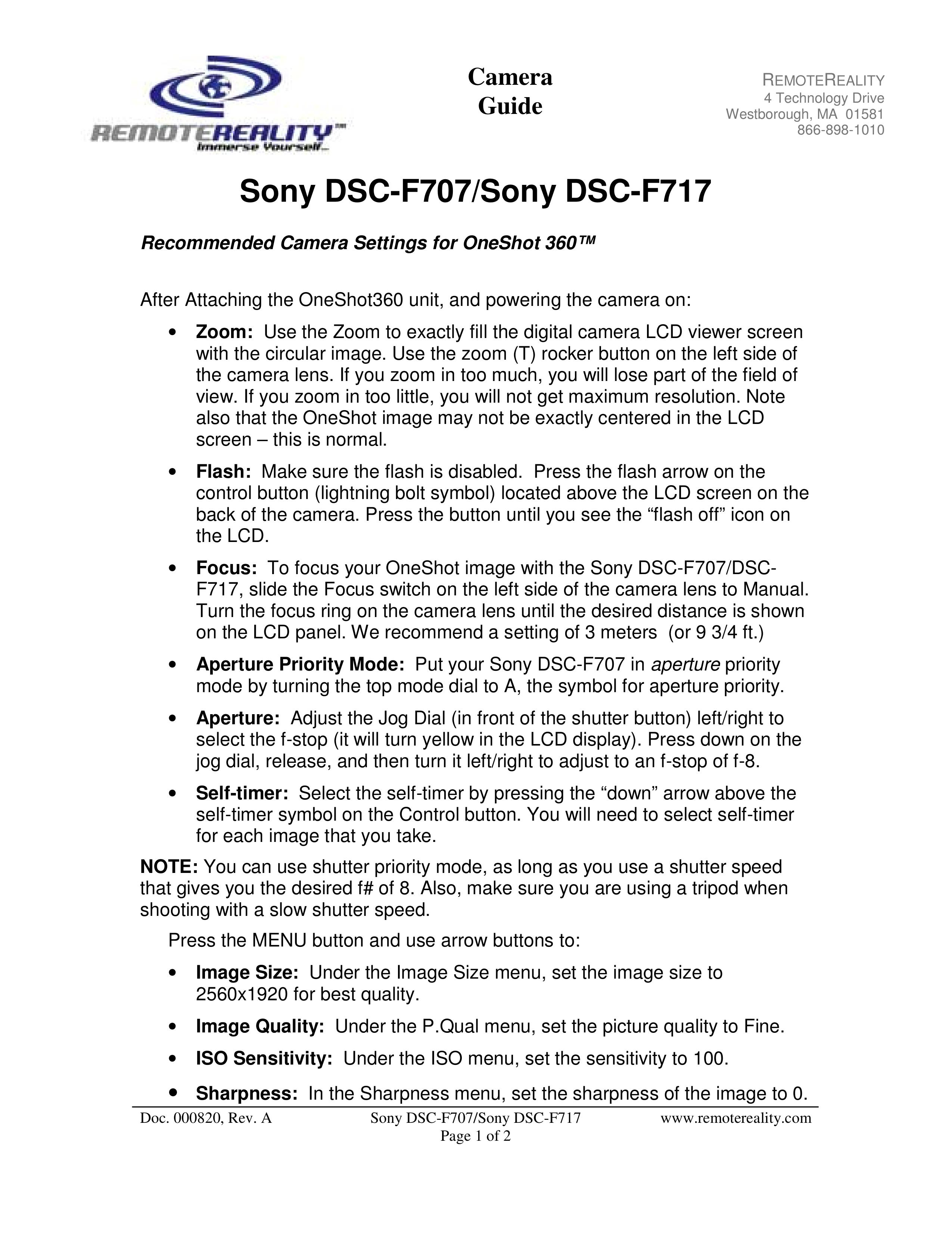 Sony Ericsson DSC-F707 Digital Camera User Manual