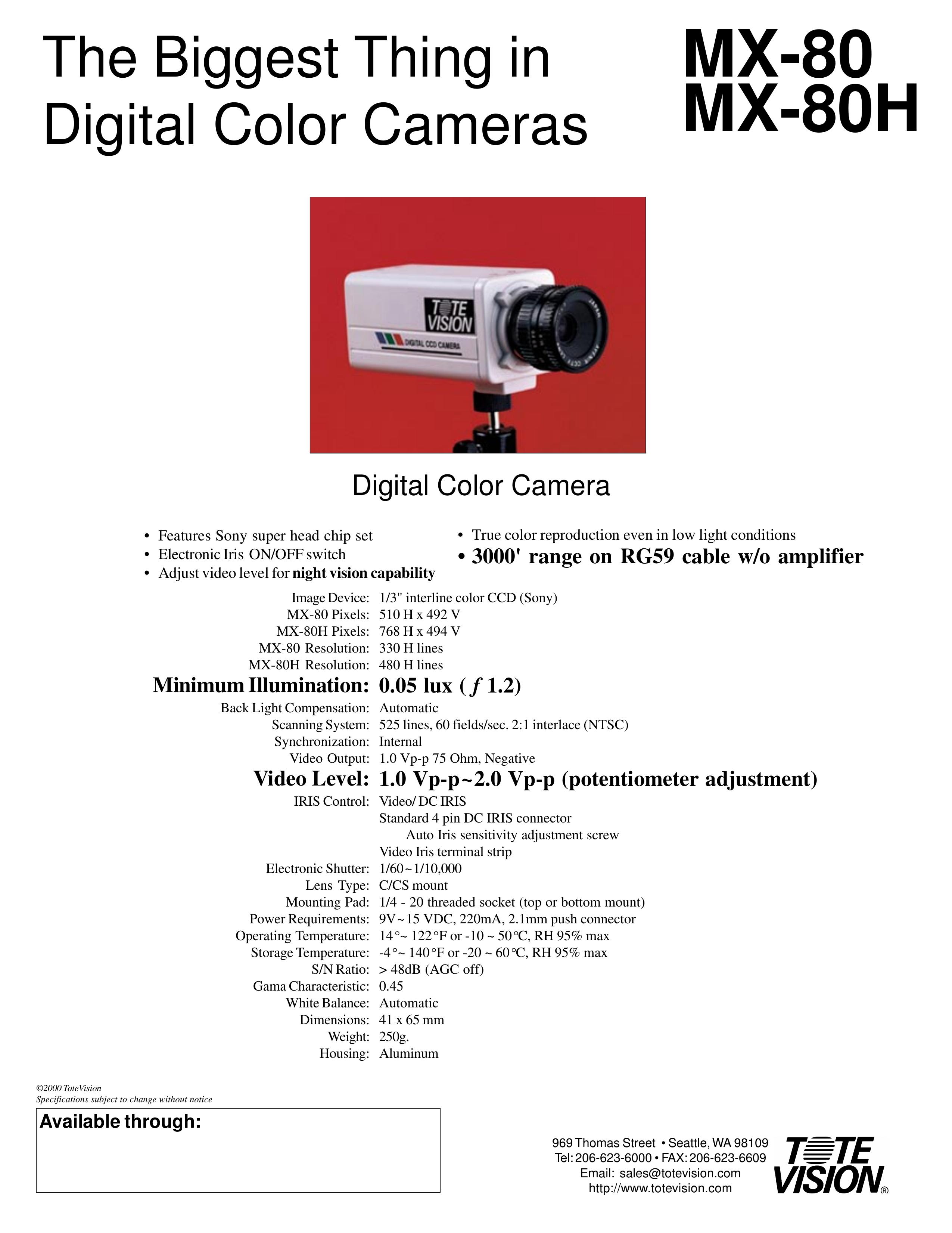 Tote Vision MX-80H Digital Camera User Manual