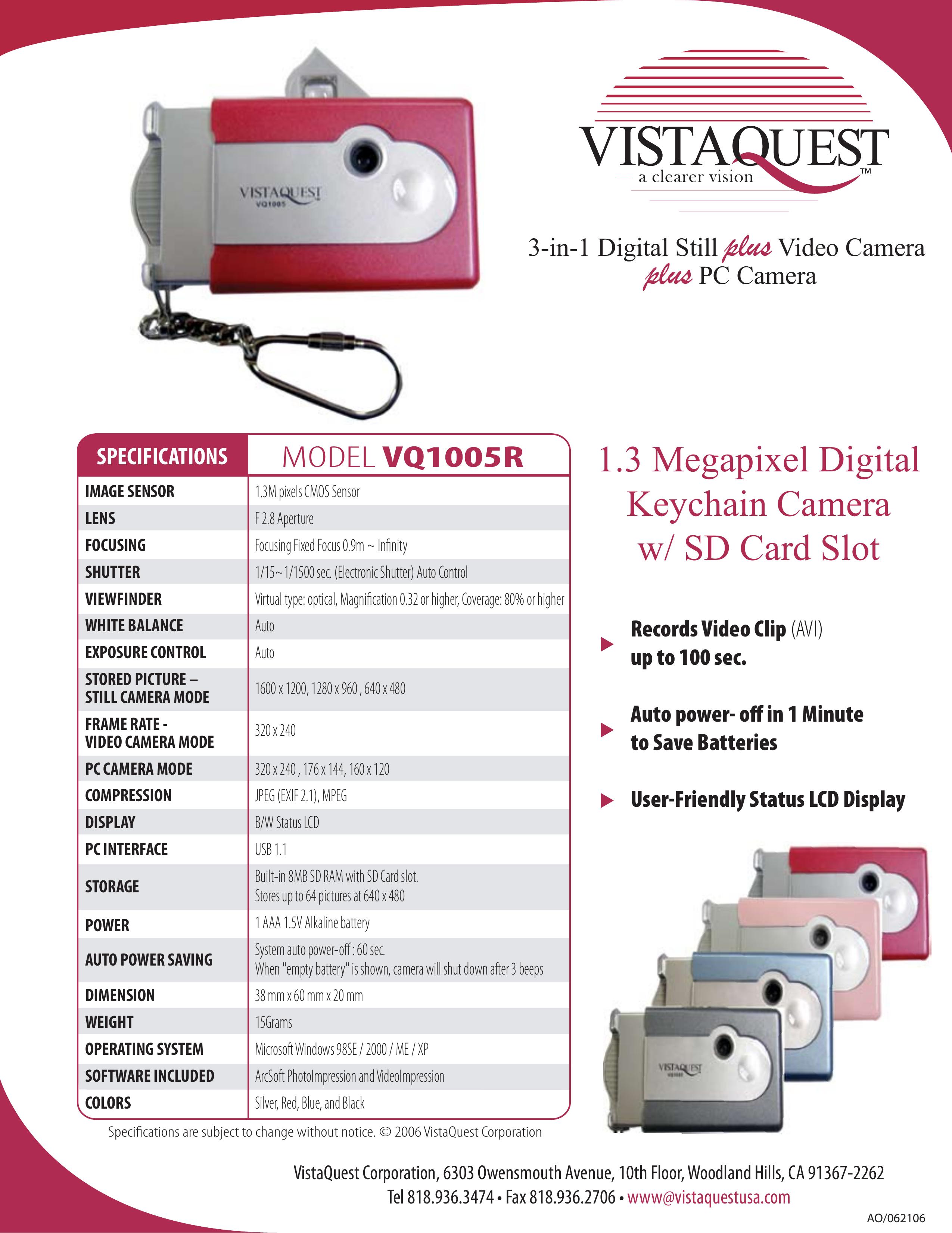 VistaQuest VQ-1005R Digital Camera User Manual