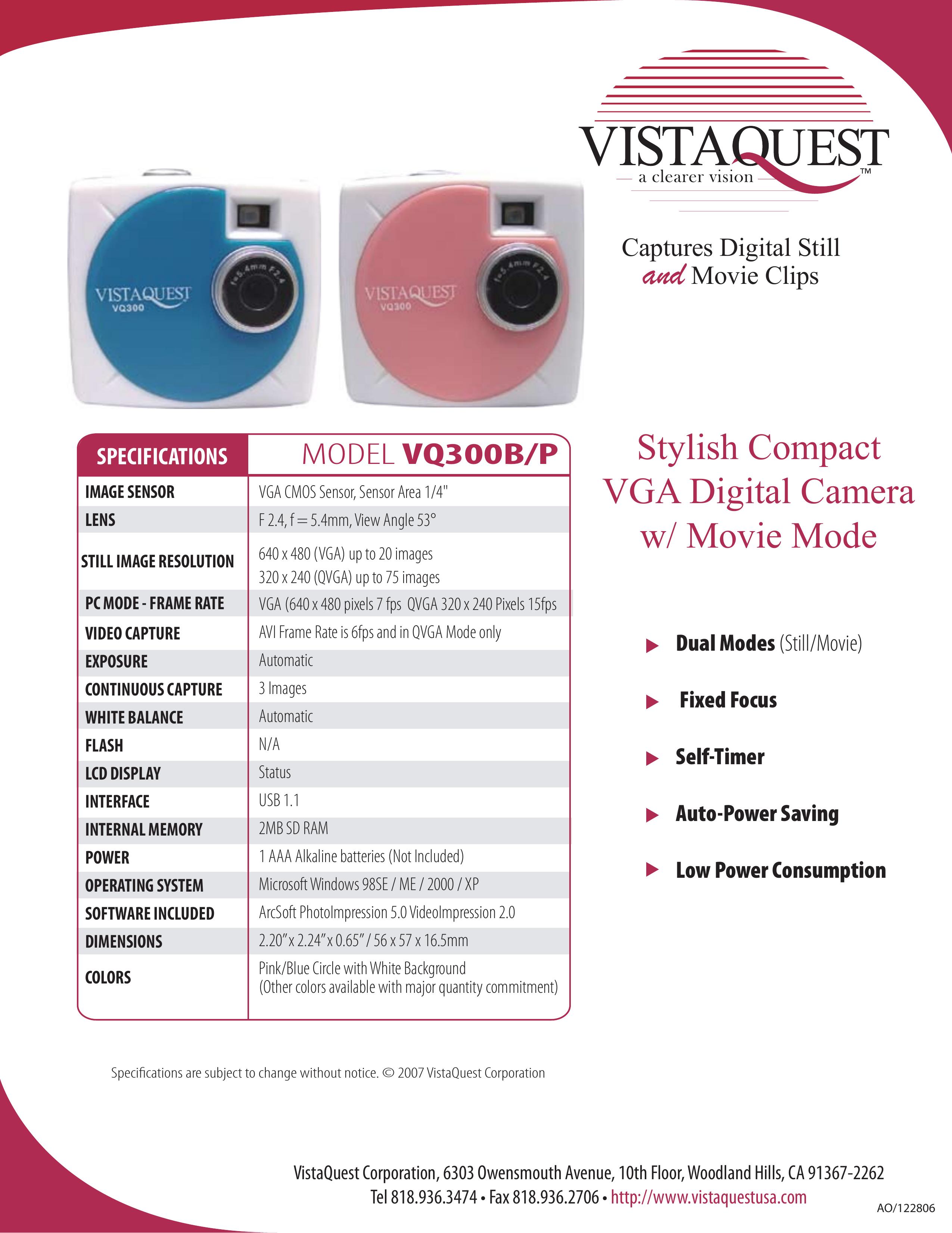 VistaQuest VQ300B/P Digital Camera User Manual