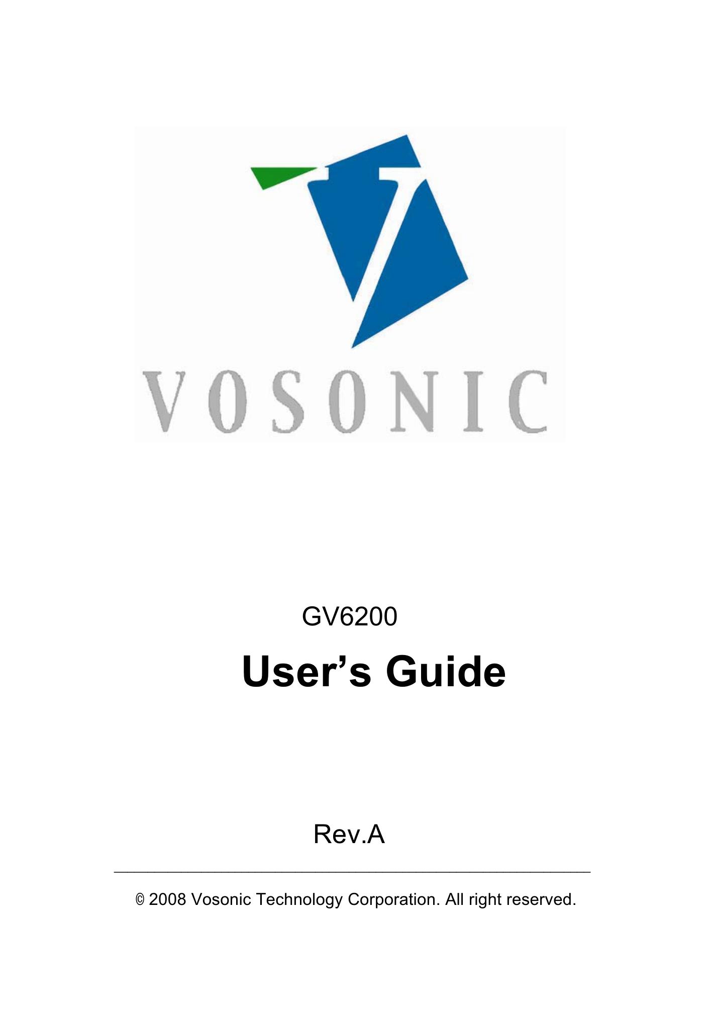 Vosonic GV6200 Digital Camera User Manual