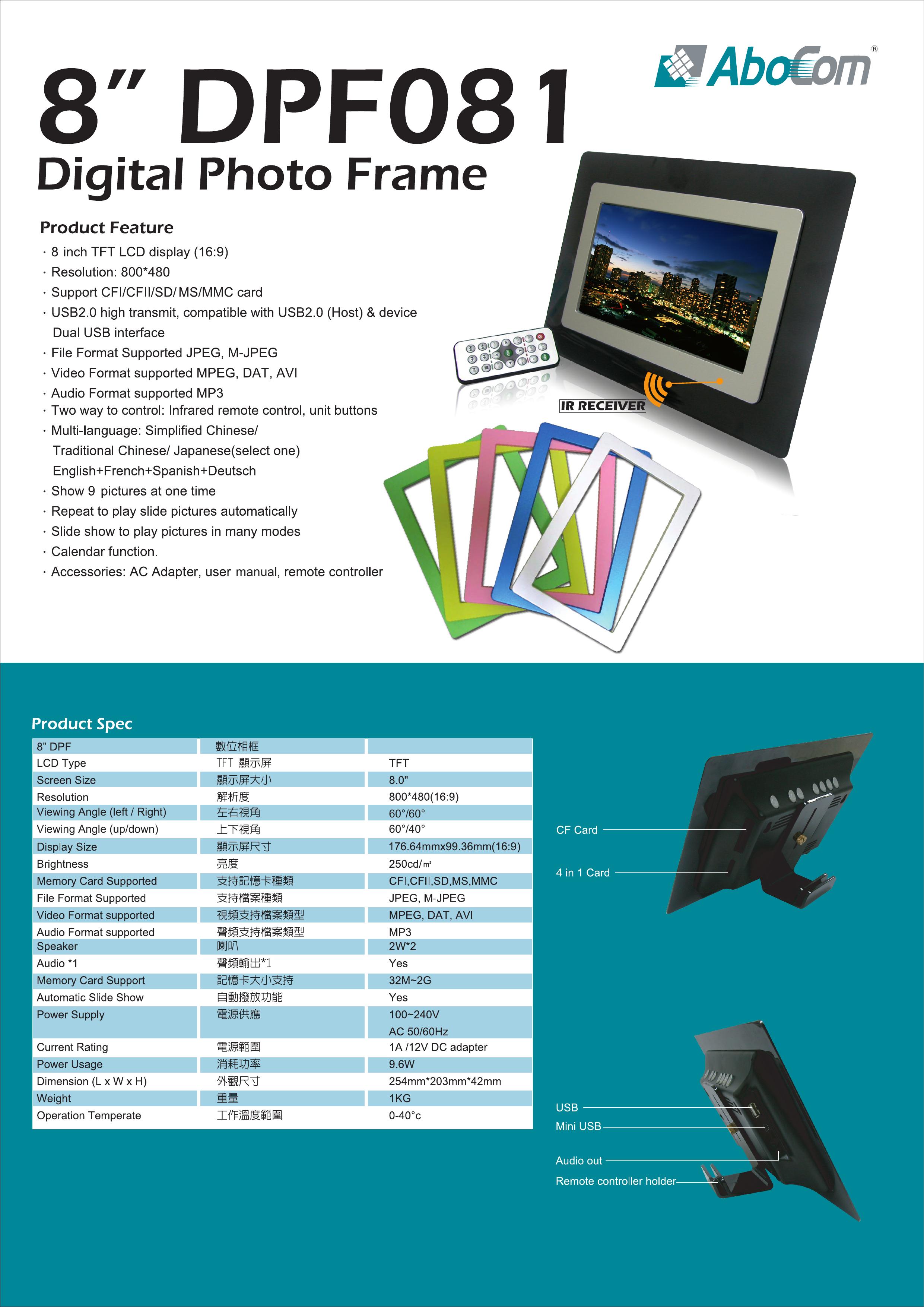 Abocom DPF081 Digital Photo Frame User Manual