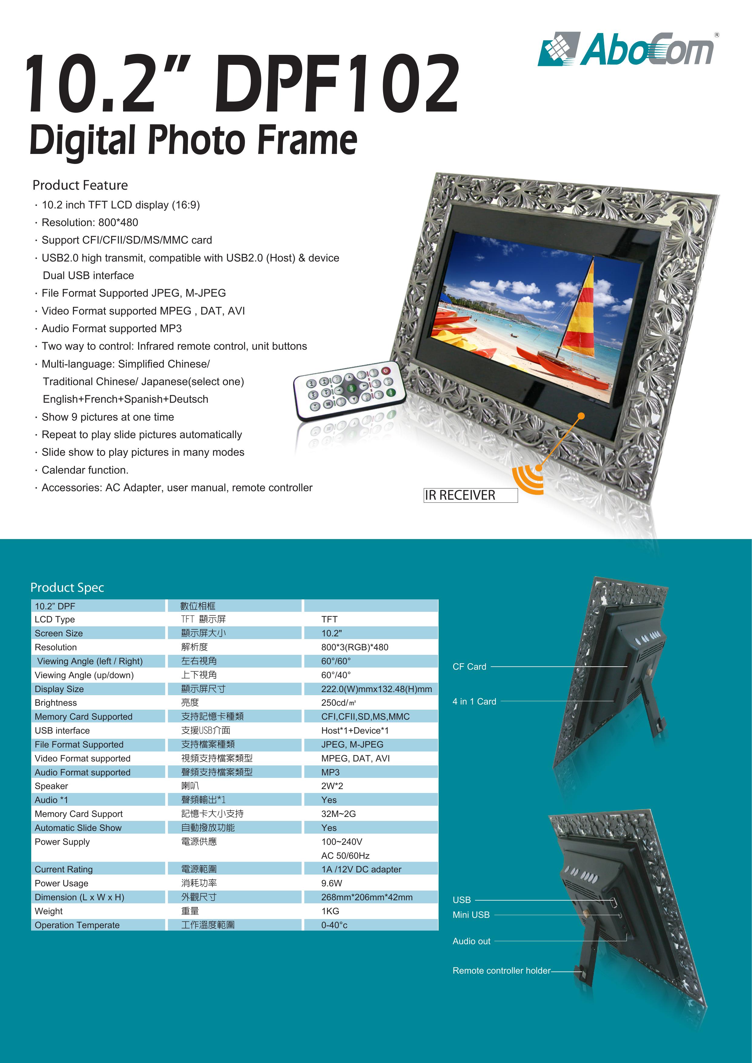 Abocom DPF102 Digital Photo Frame User Manual