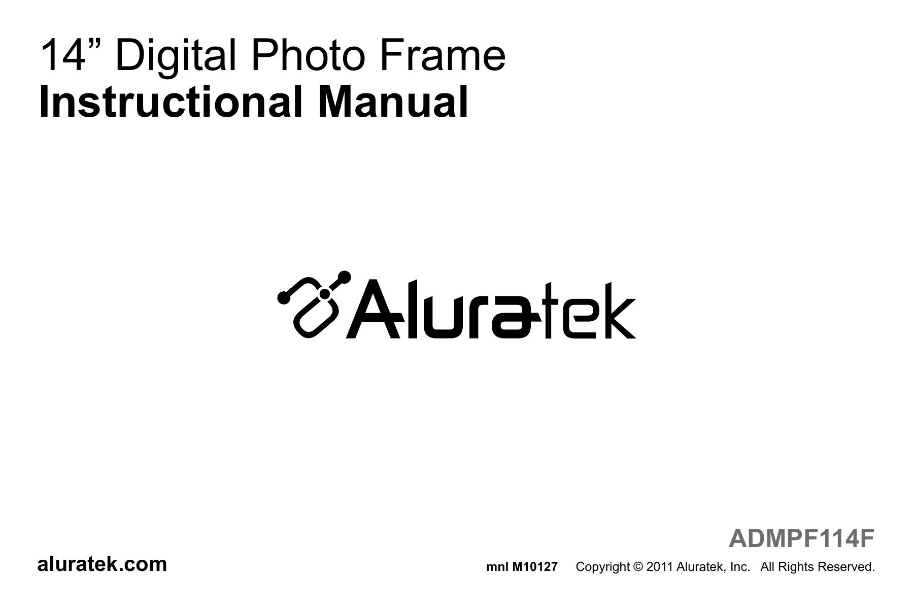 Aluratek ADMPF114F Digital Photo Frame User Manual