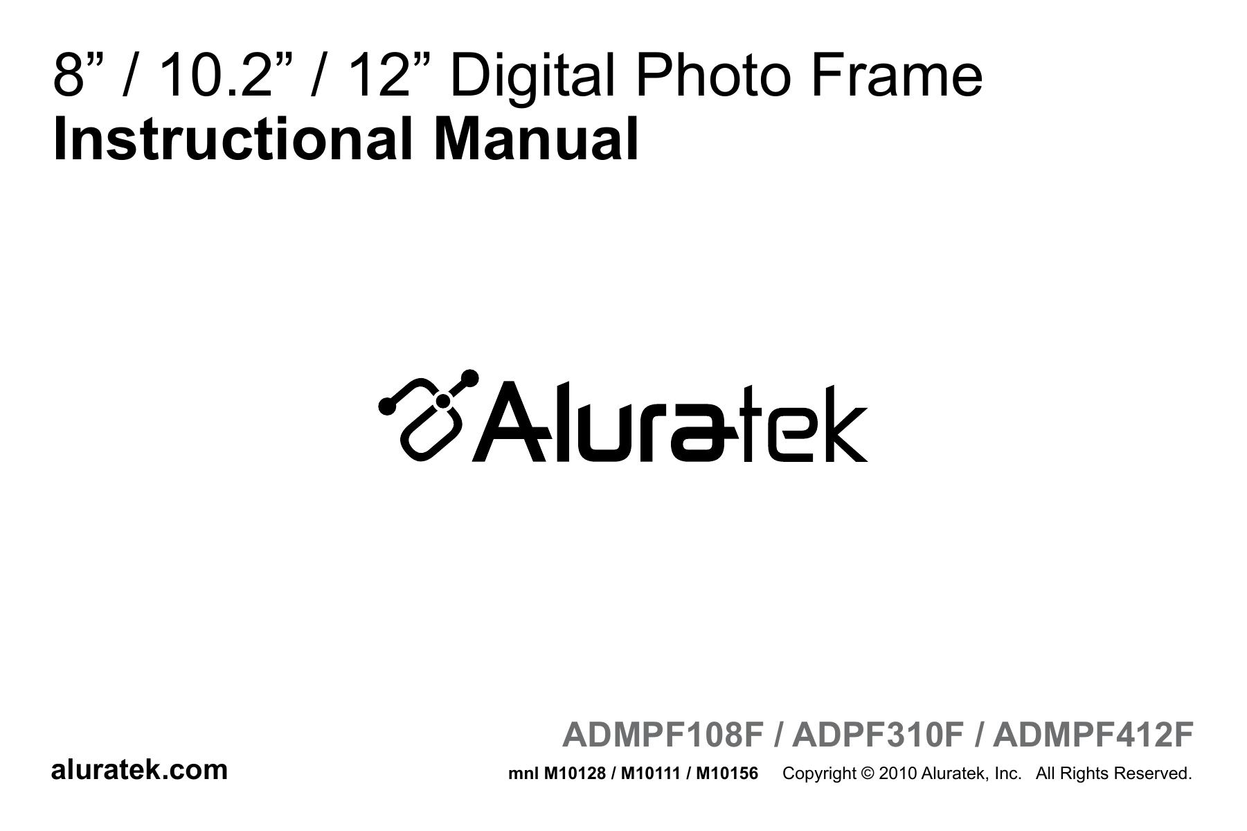 Aluratek ADMPF412F Digital Photo Frame User Manual