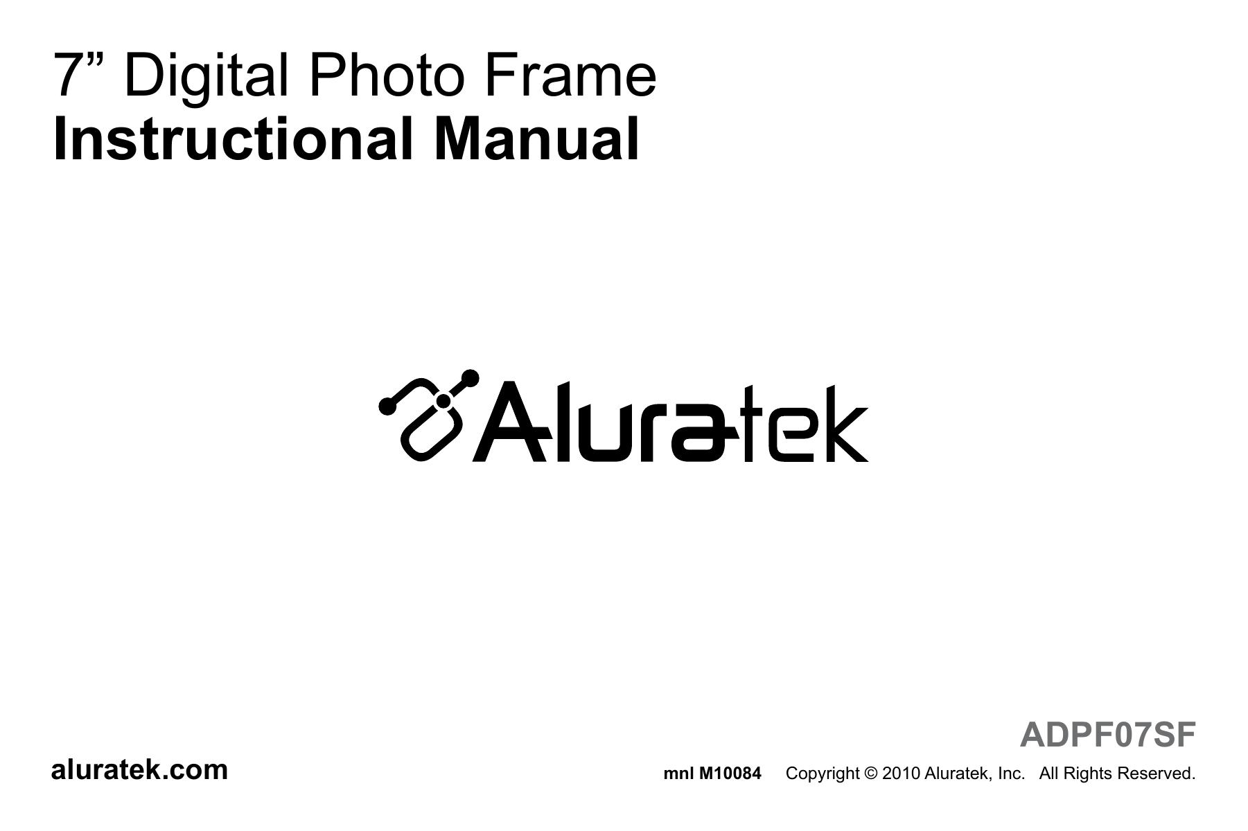 Aluratek ADPF07SF Digital Photo Frame User Manual