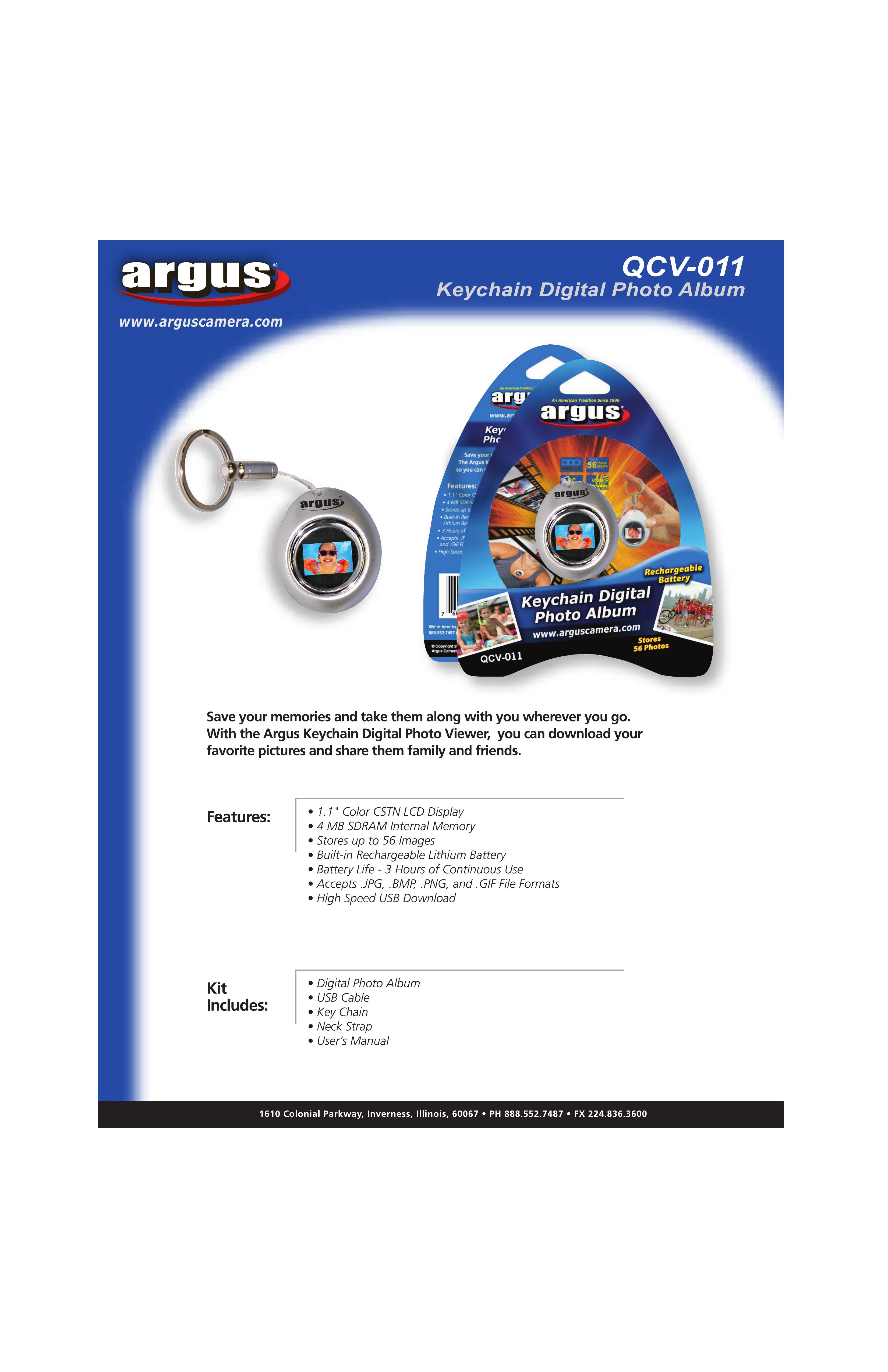 Argus Camera QCV011 Digital Photo Frame User Manual