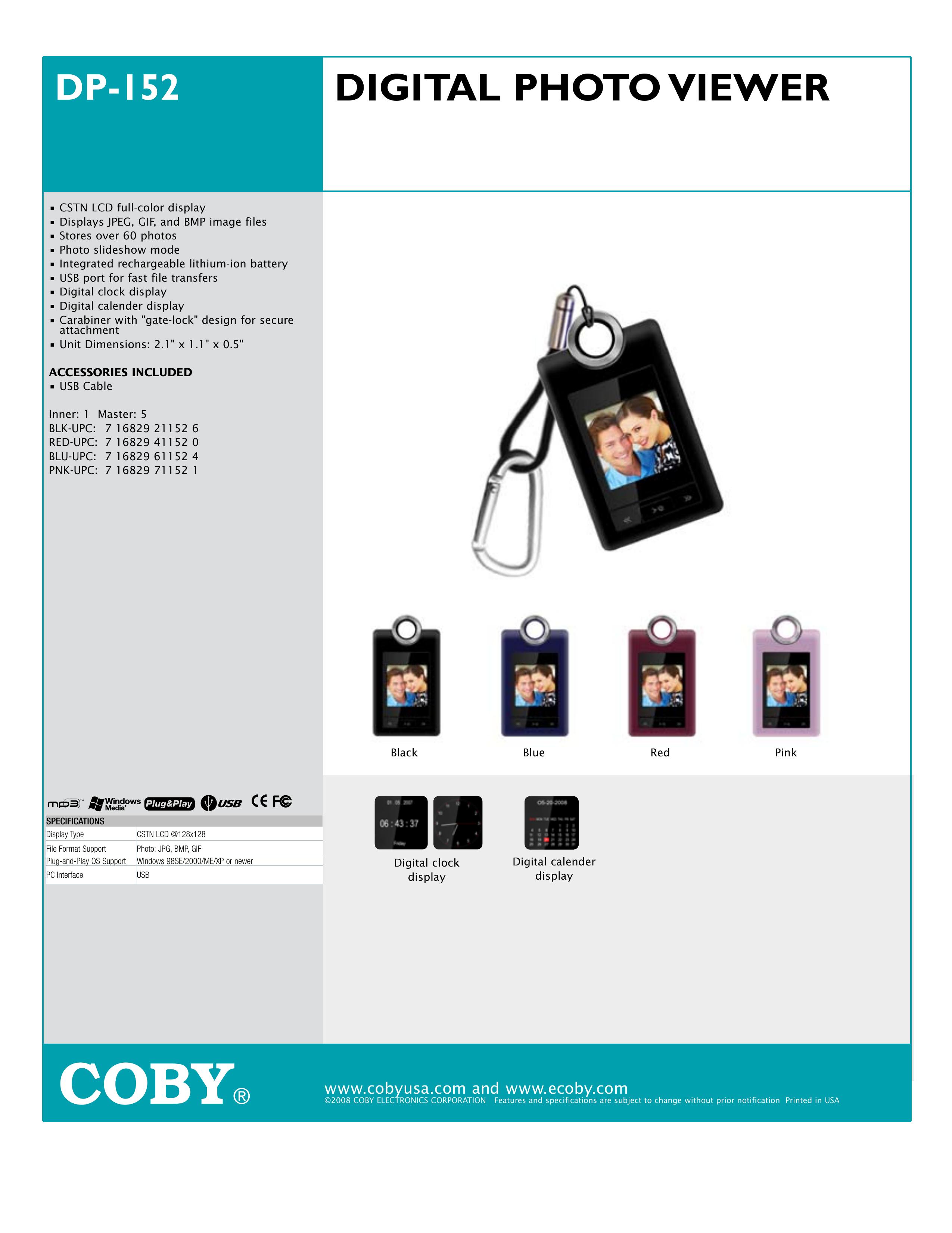 COBY electronic DP-152 Digital Photo Frame User Manual
