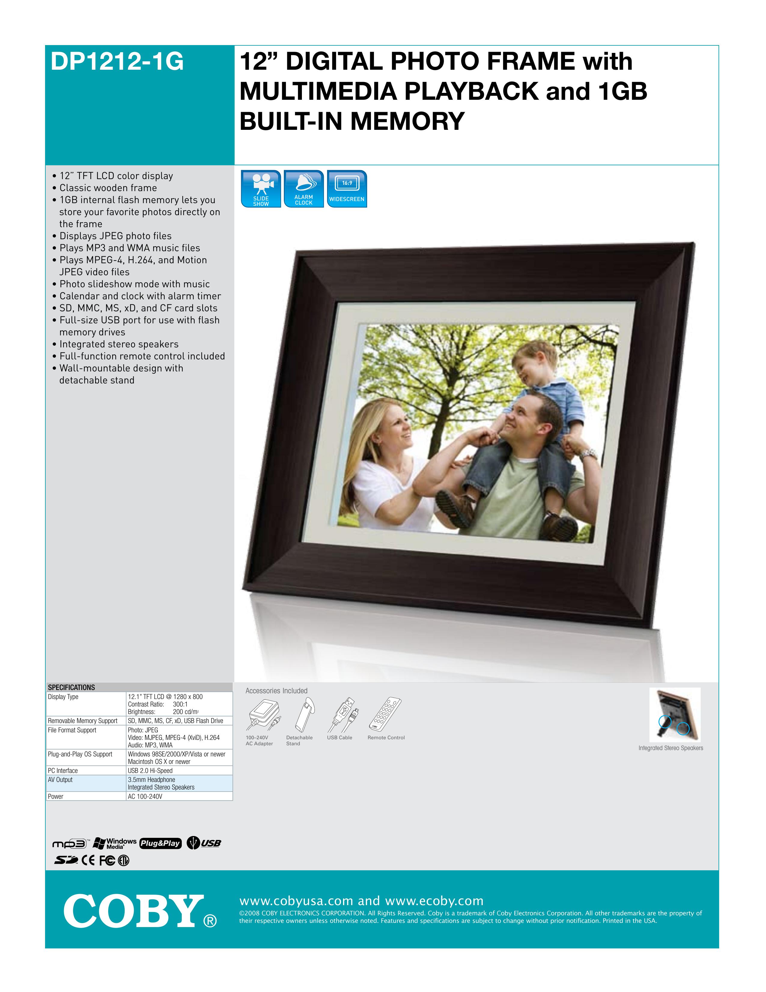 COBY electronic DP1212-1G Digital Photo Frame User Manual