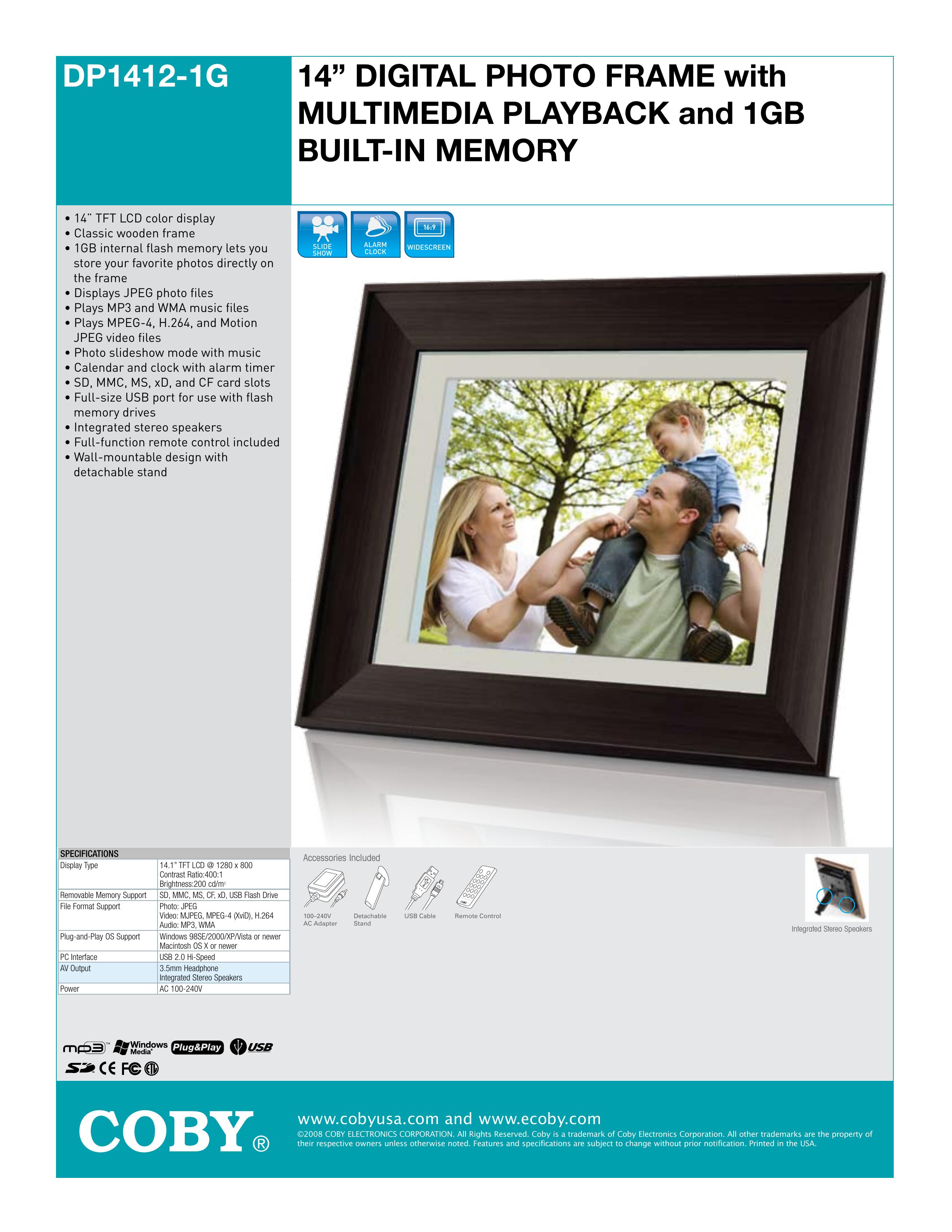 COBY electronic DP1412 Digital Photo Frame User Manual