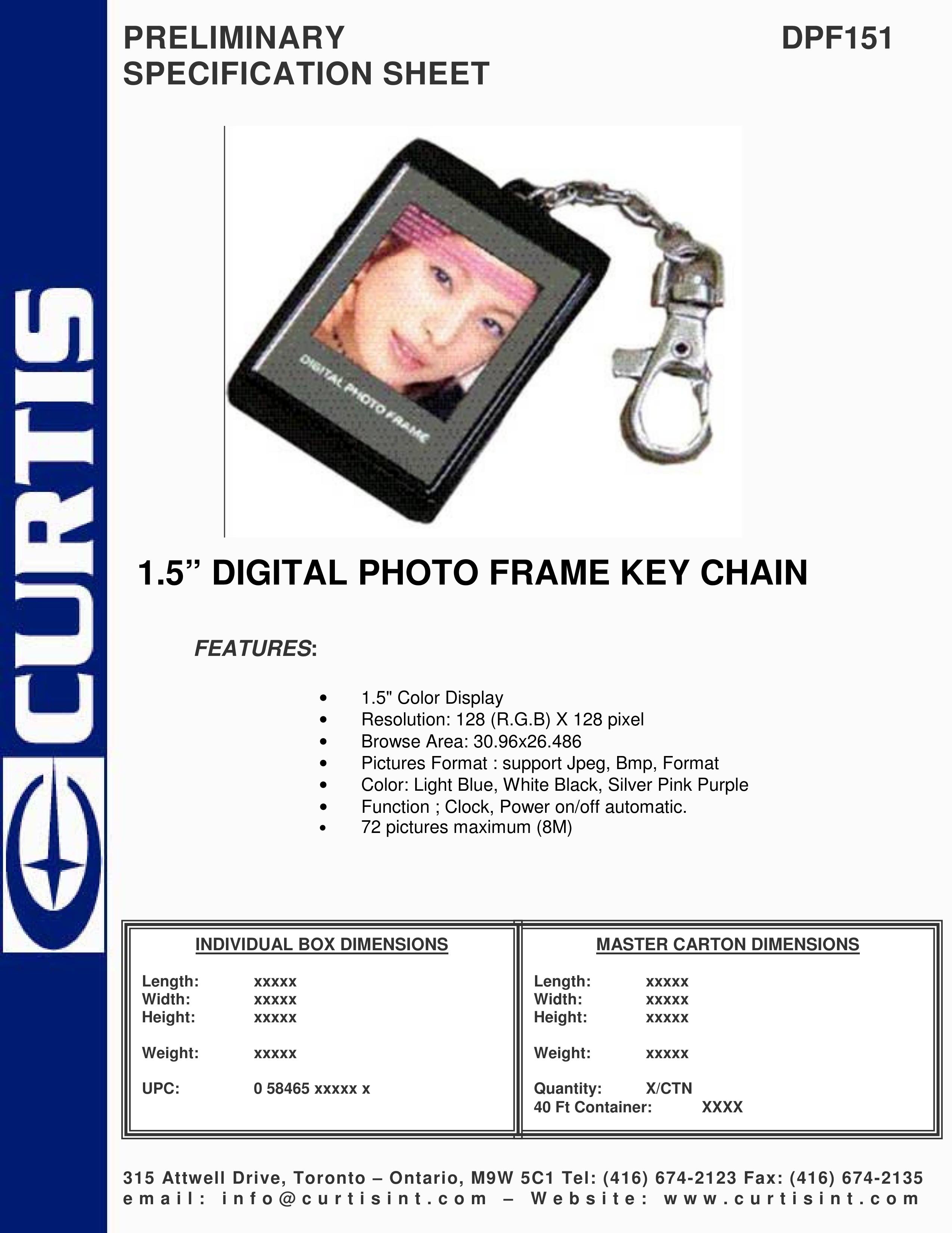 Curtis DPF151 Digital Photo Frame User Manual