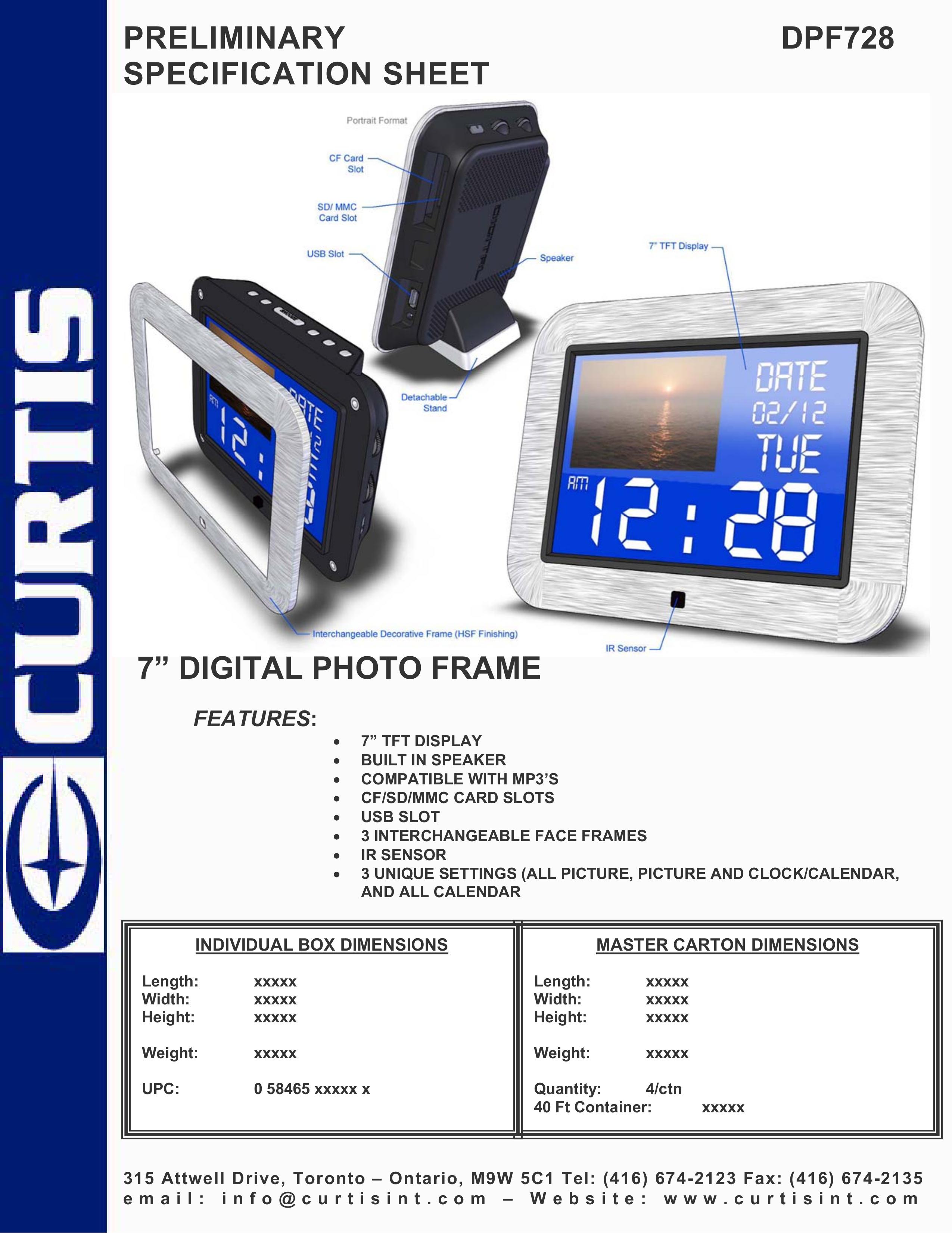 Curtis DPF728 Digital Photo Frame User Manual