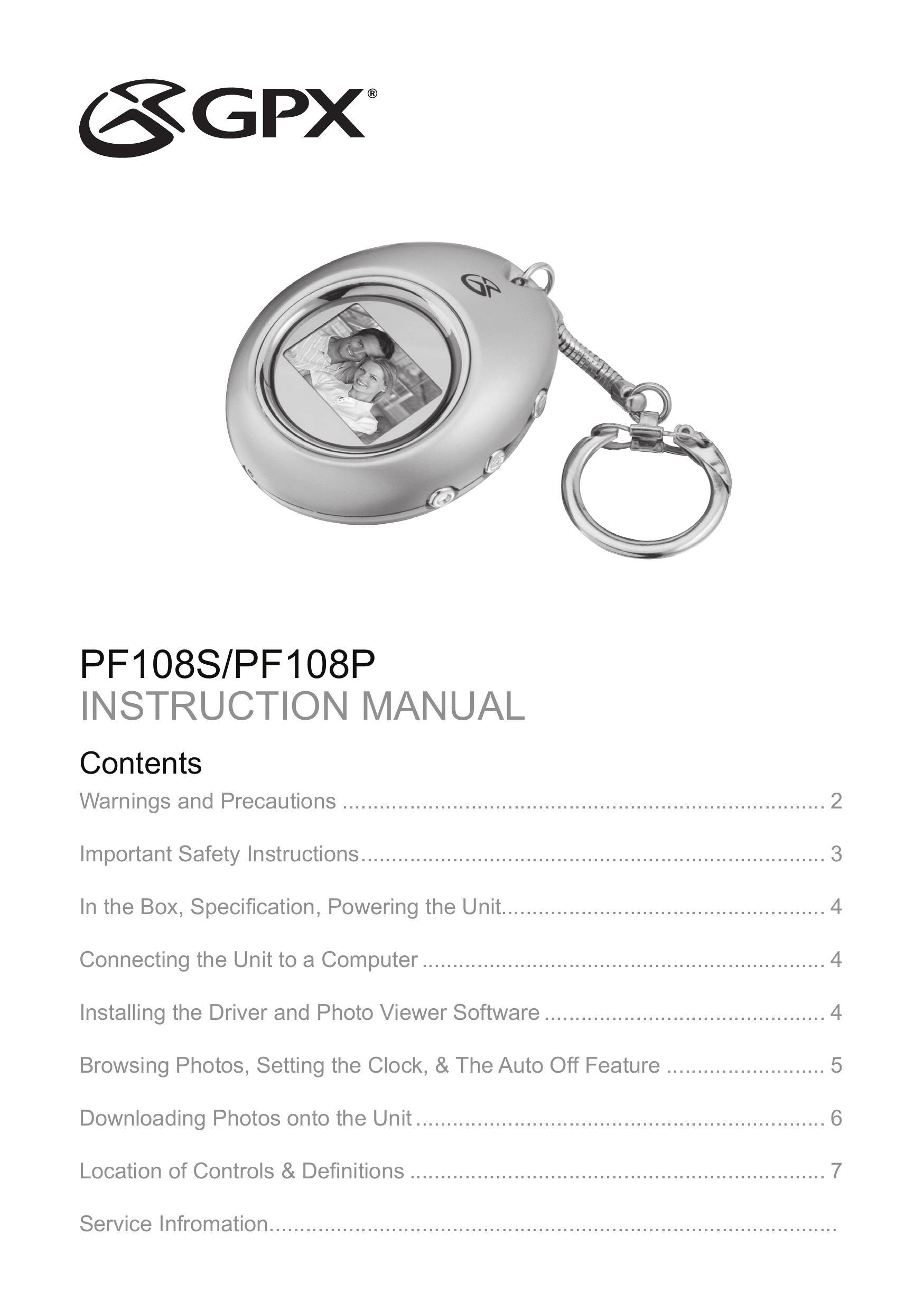 GPX PF108S Digital Photo Frame User Manual