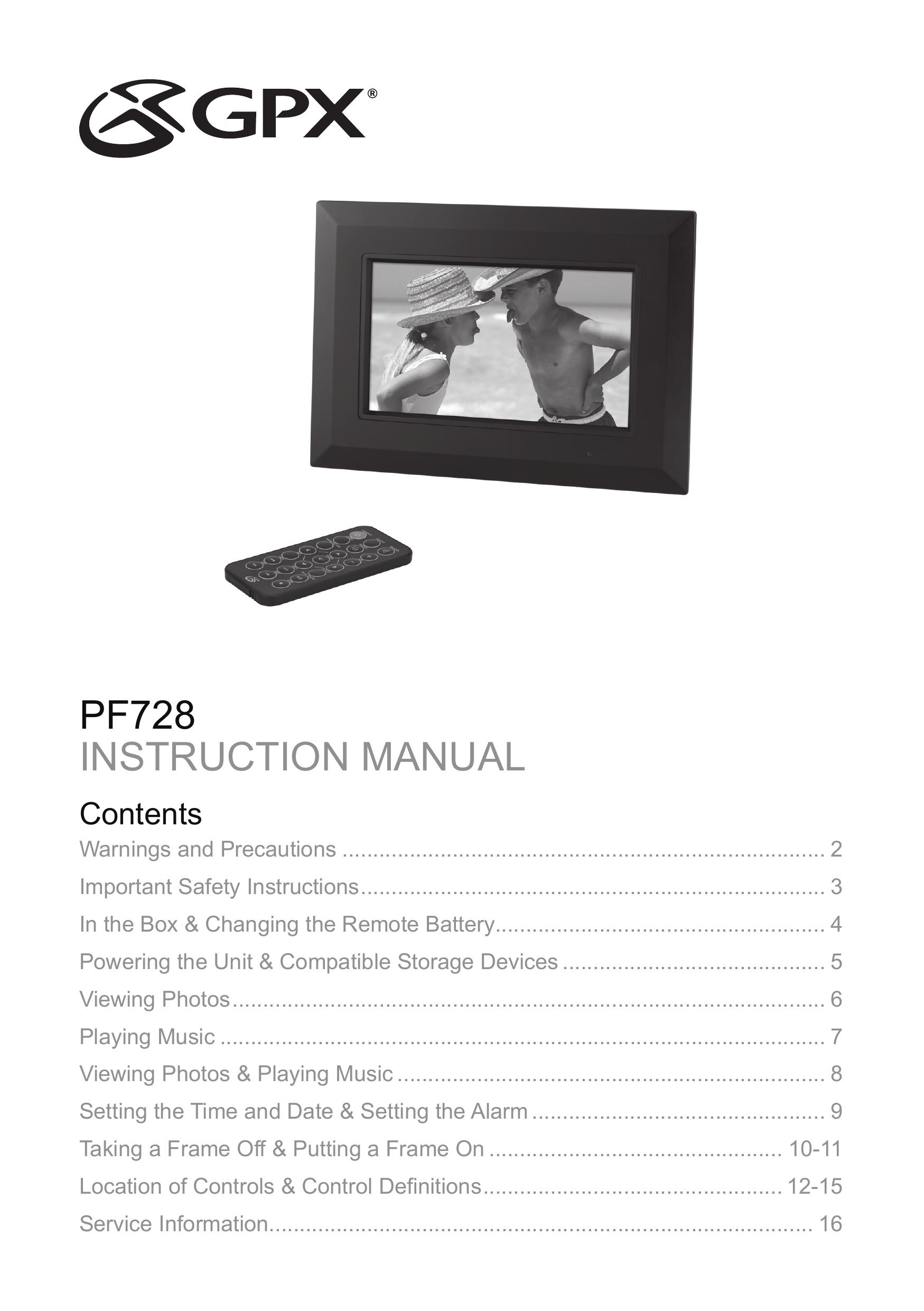 GPX PF728 Digital Photo Frame User Manual
