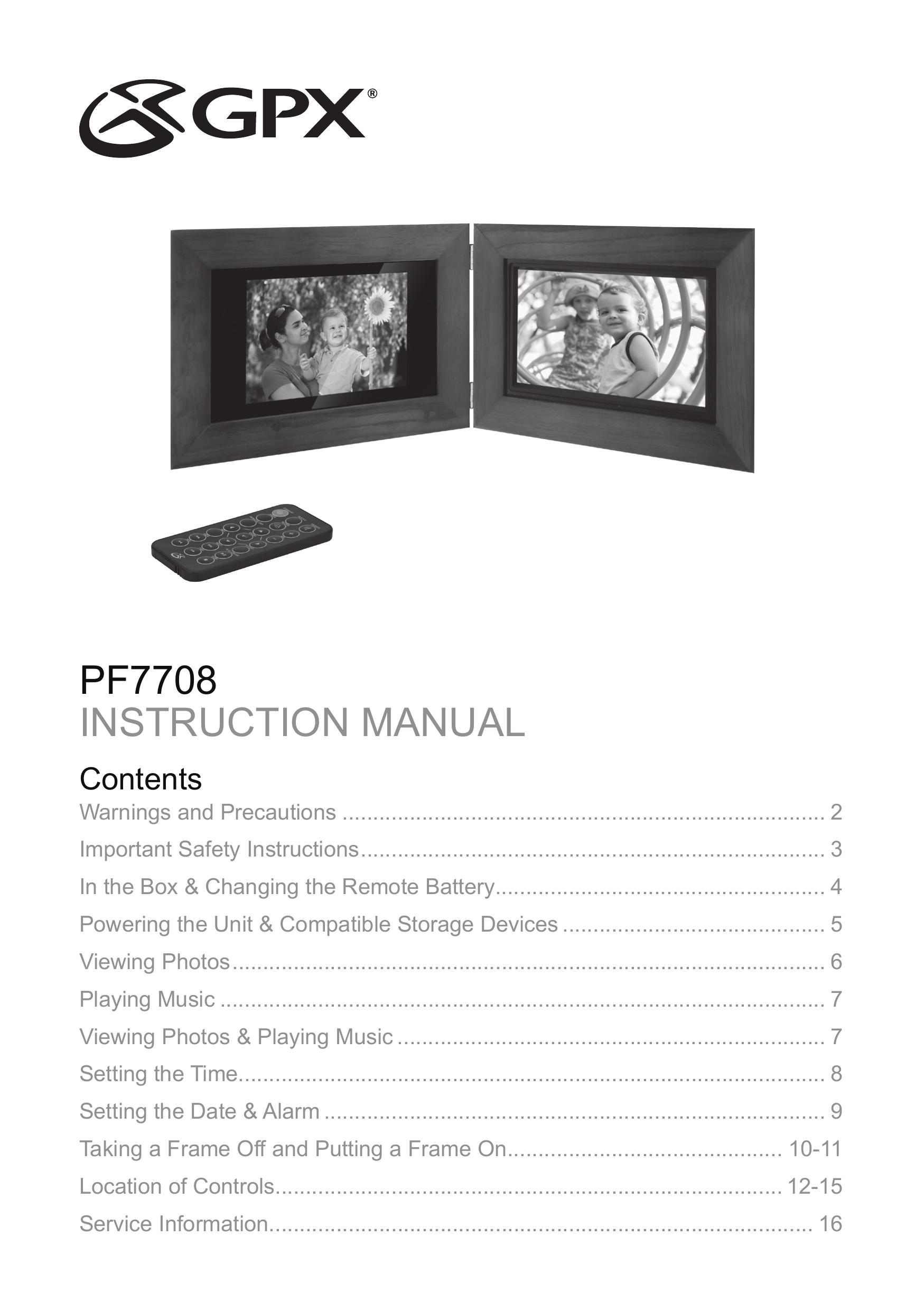 GPX PF7708 Digital Photo Frame User Manual