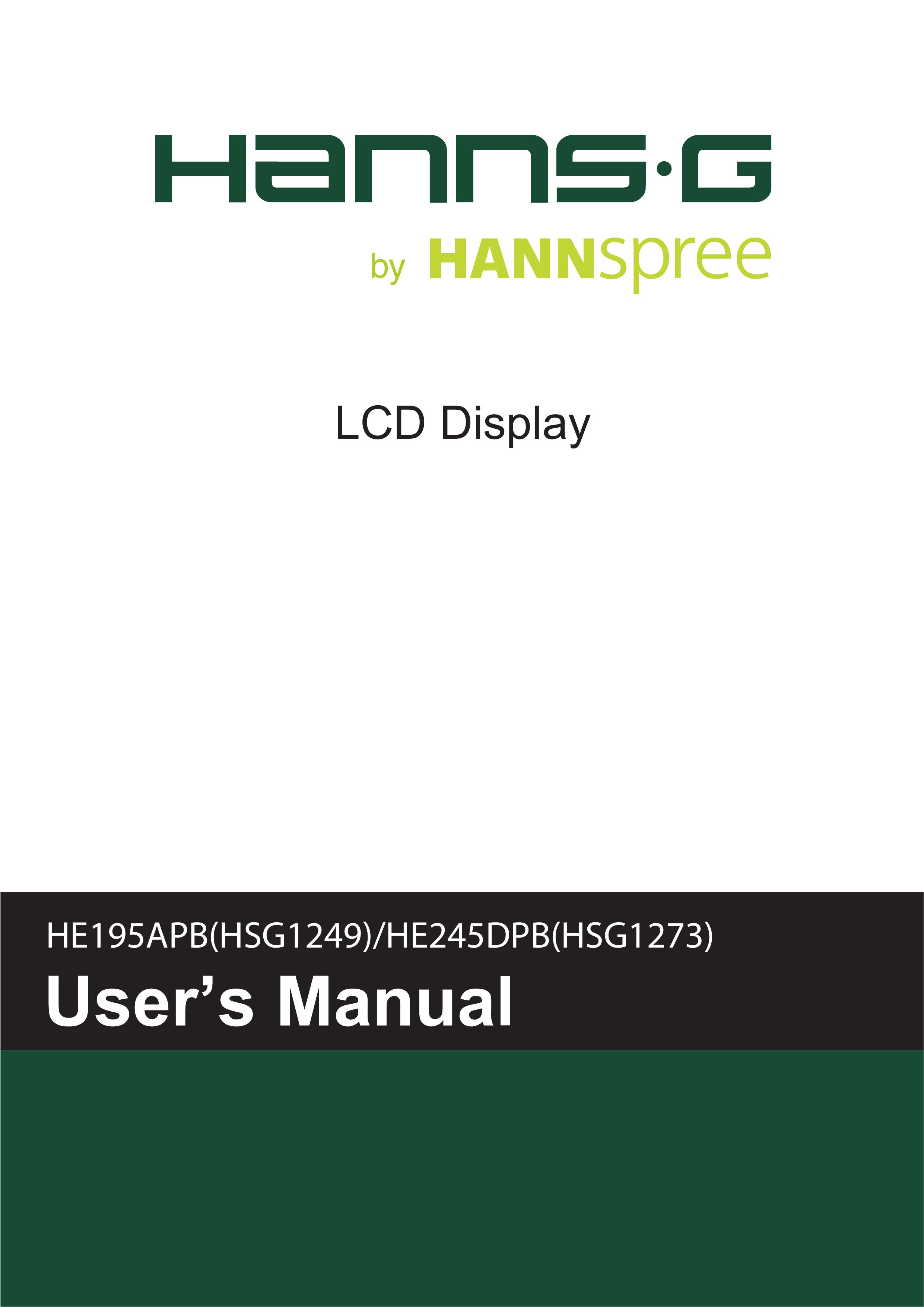 HANNspree HE195APB(HSG1249) Digital Photo Frame User Manual