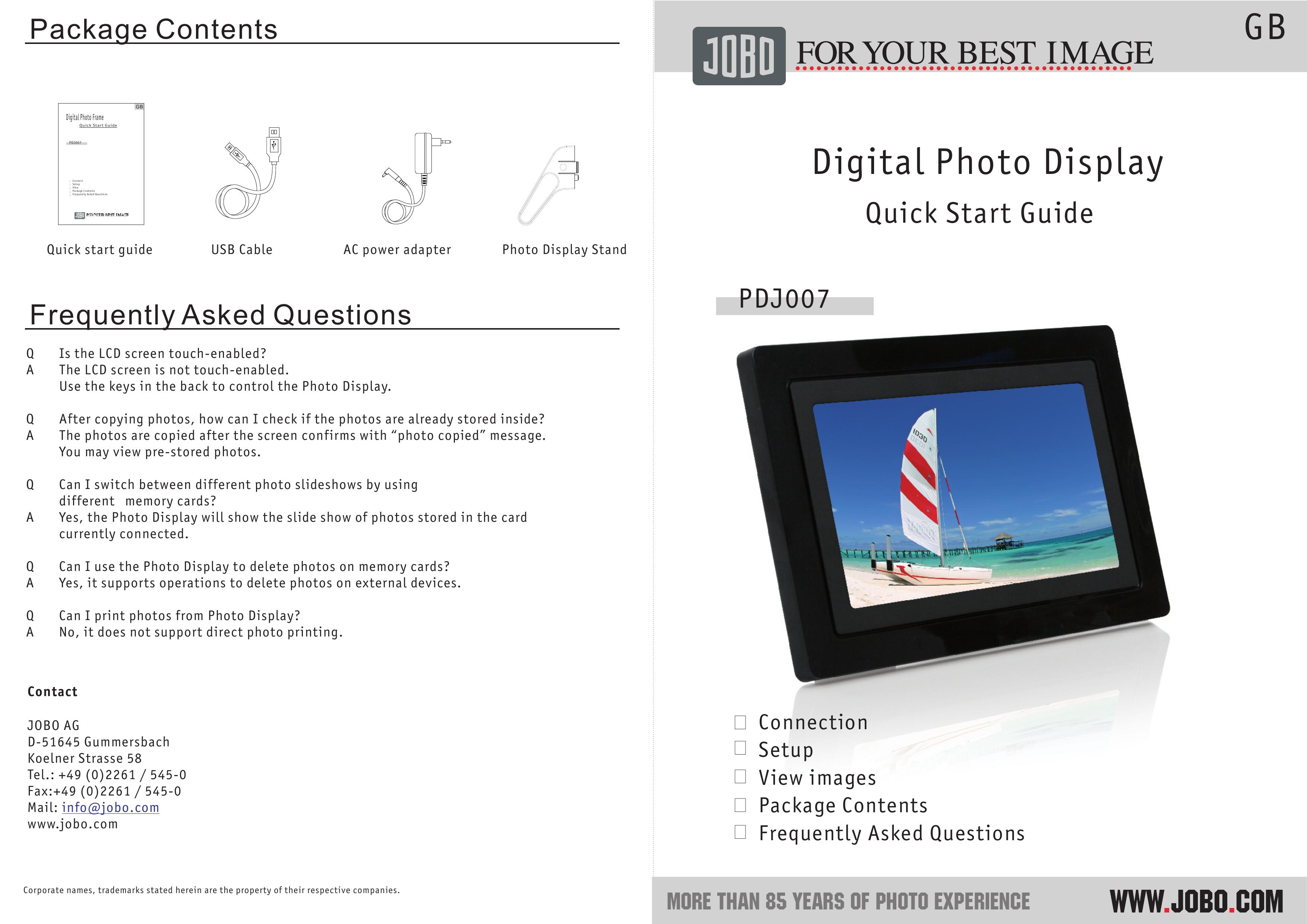 JOBO PDJ007 Digital Photo Frame User Manual