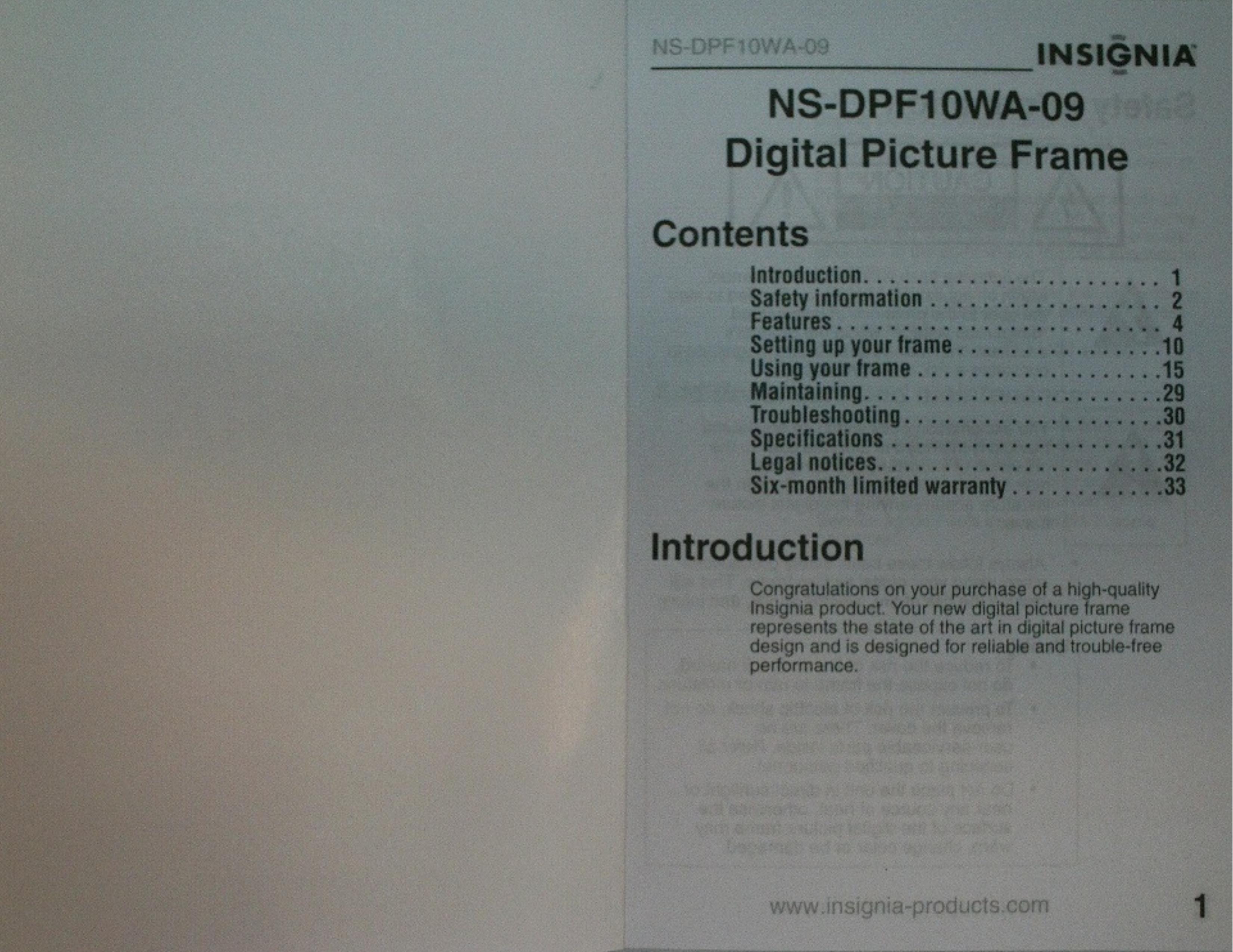 Kyocera NS-DPF10WA-09 Digital Photo Frame User Manual