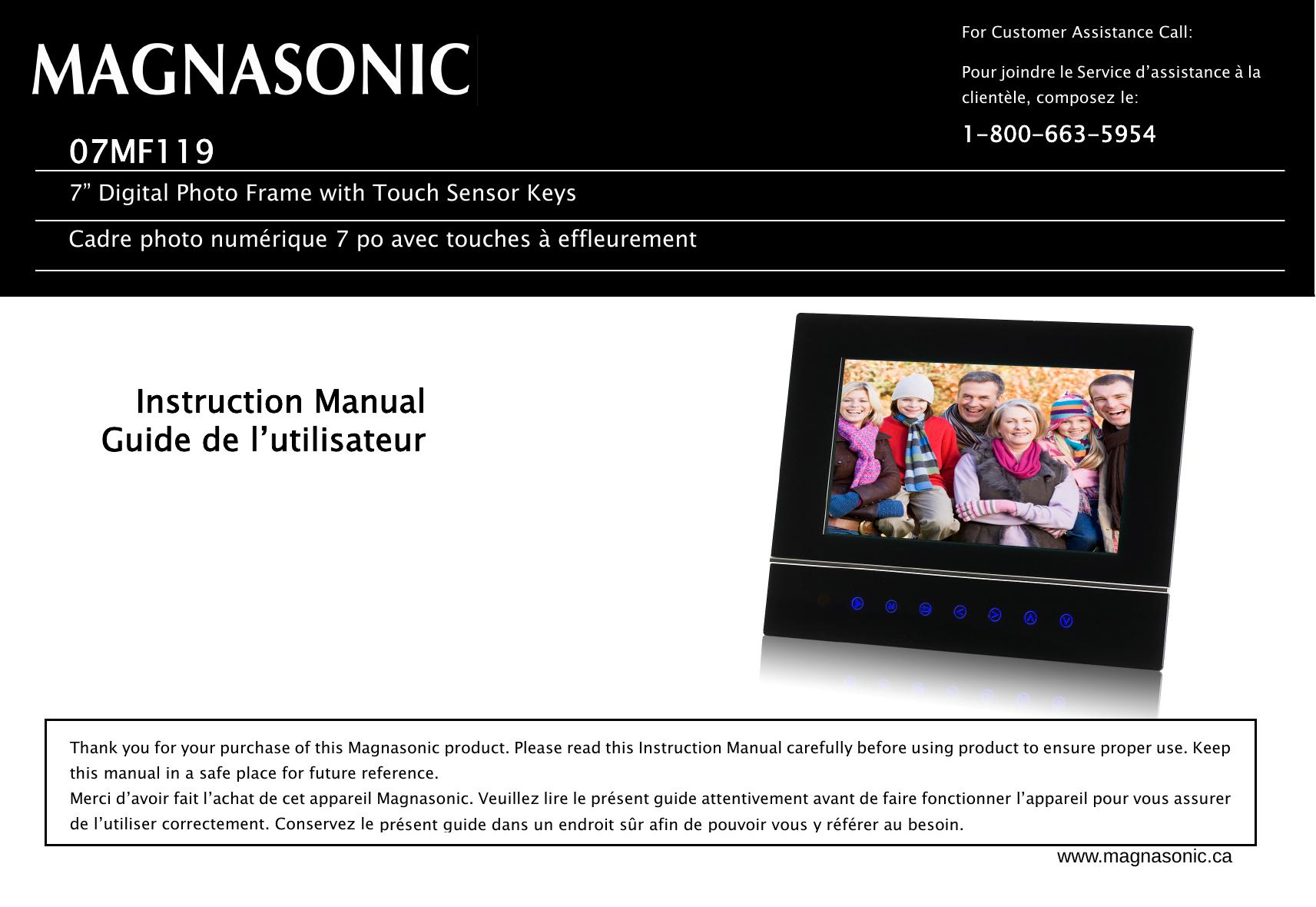 Magnasonic 07MF119 Digital Photo Frame User Manual