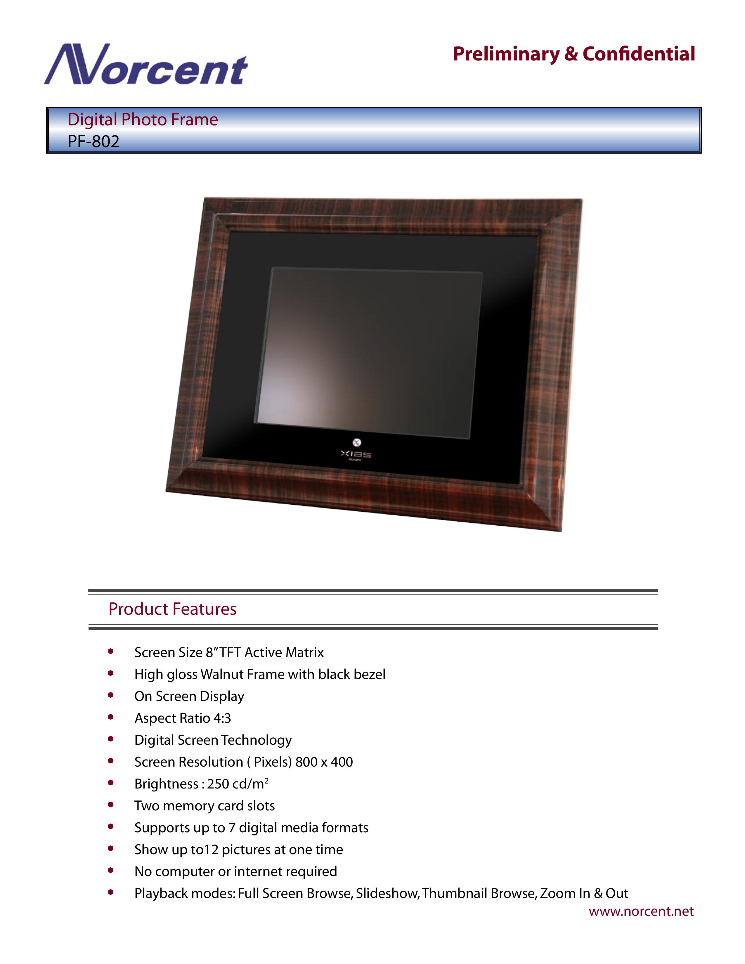 Norcent Technologies PF-802 Digital Photo Frame User Manual
