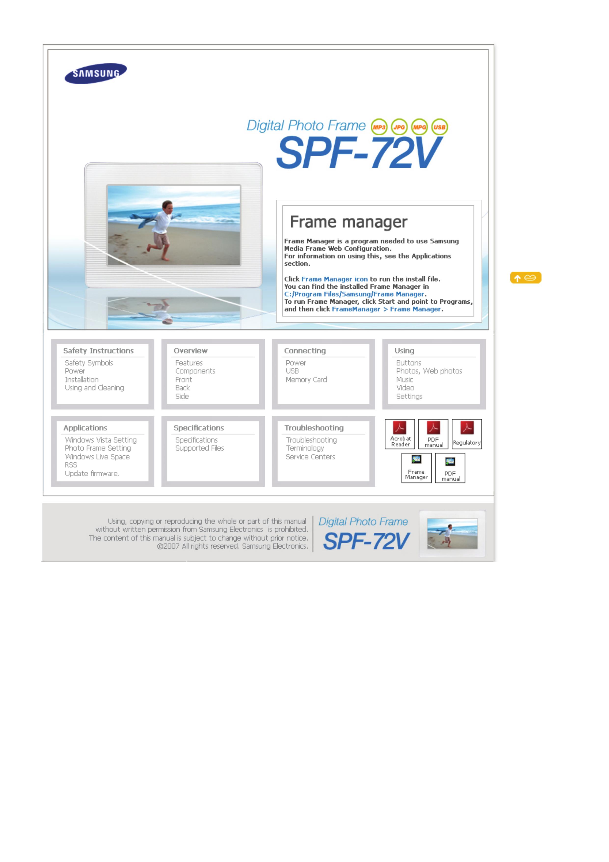 Samsung 72V Digital Photo Frame User Manual