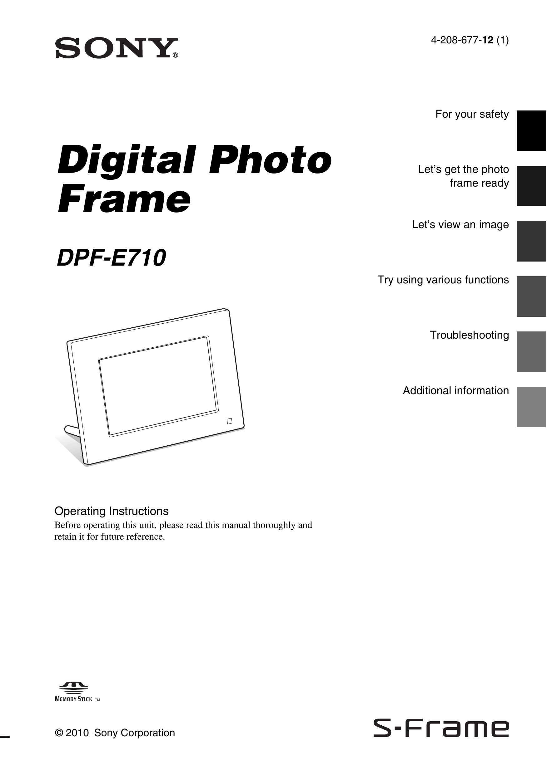 Sony DPF-E710 Digital Photo Frame User Manual