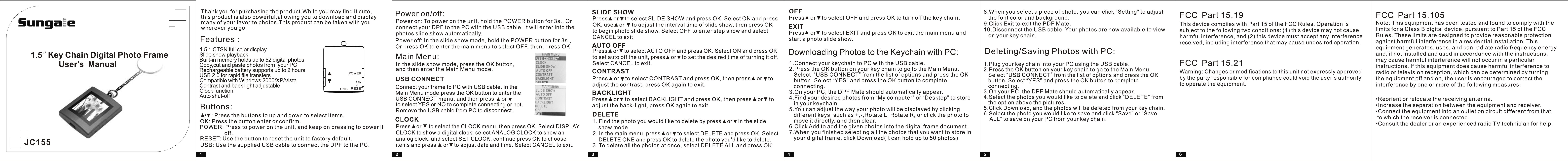 Sungale JC155 Digital Photo Frame User Manual
