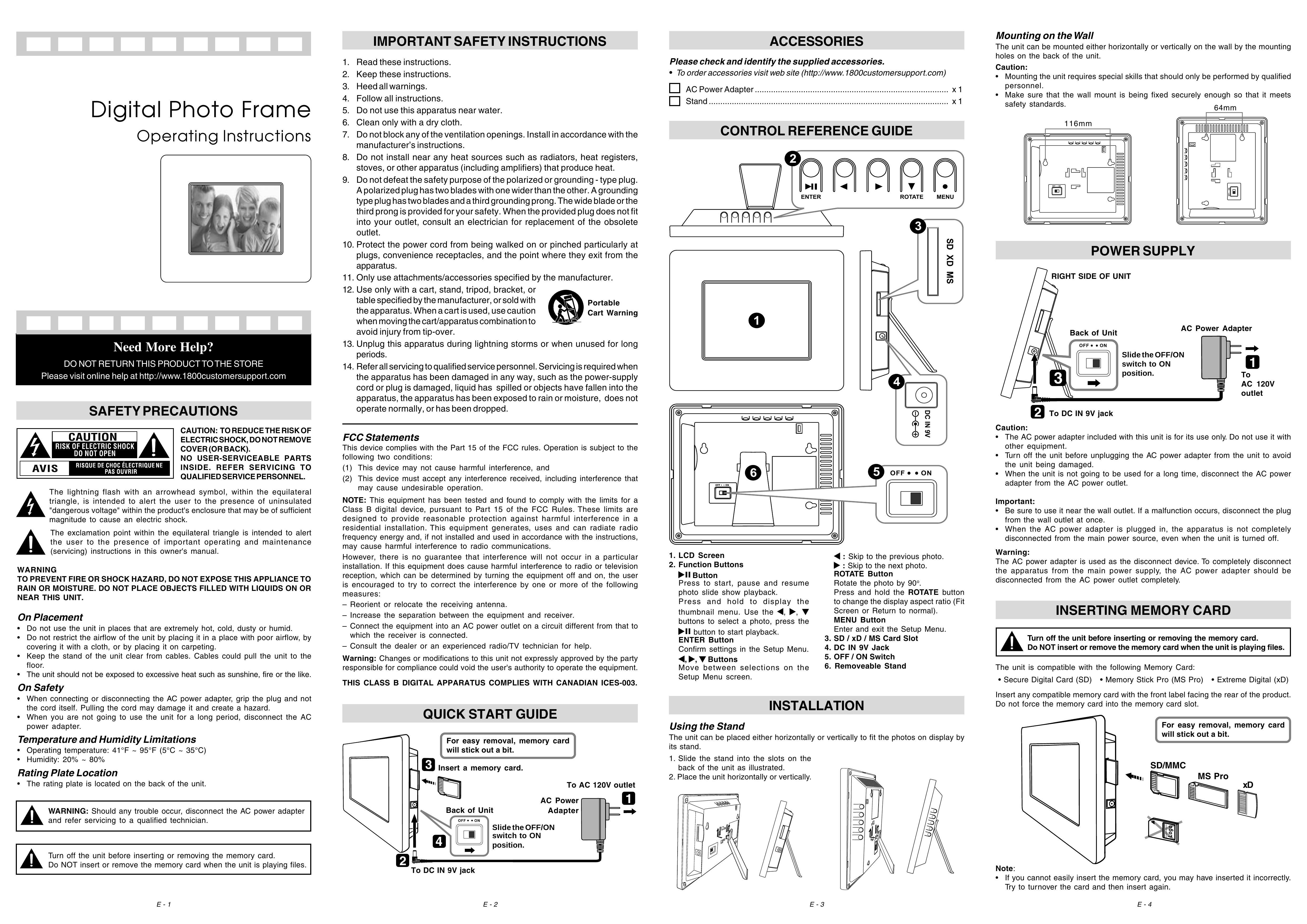 Venturer DPF562SE Digital Photo Frame User Manual