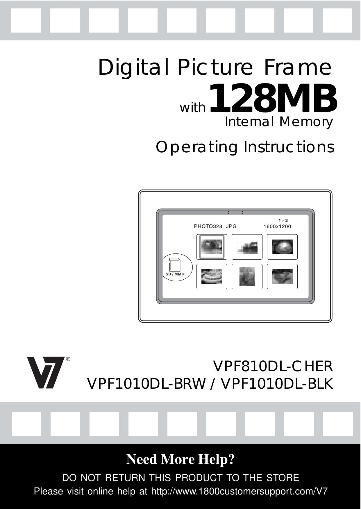 Venturer VPF1010DL-BLK Digital Photo Frame User Manual