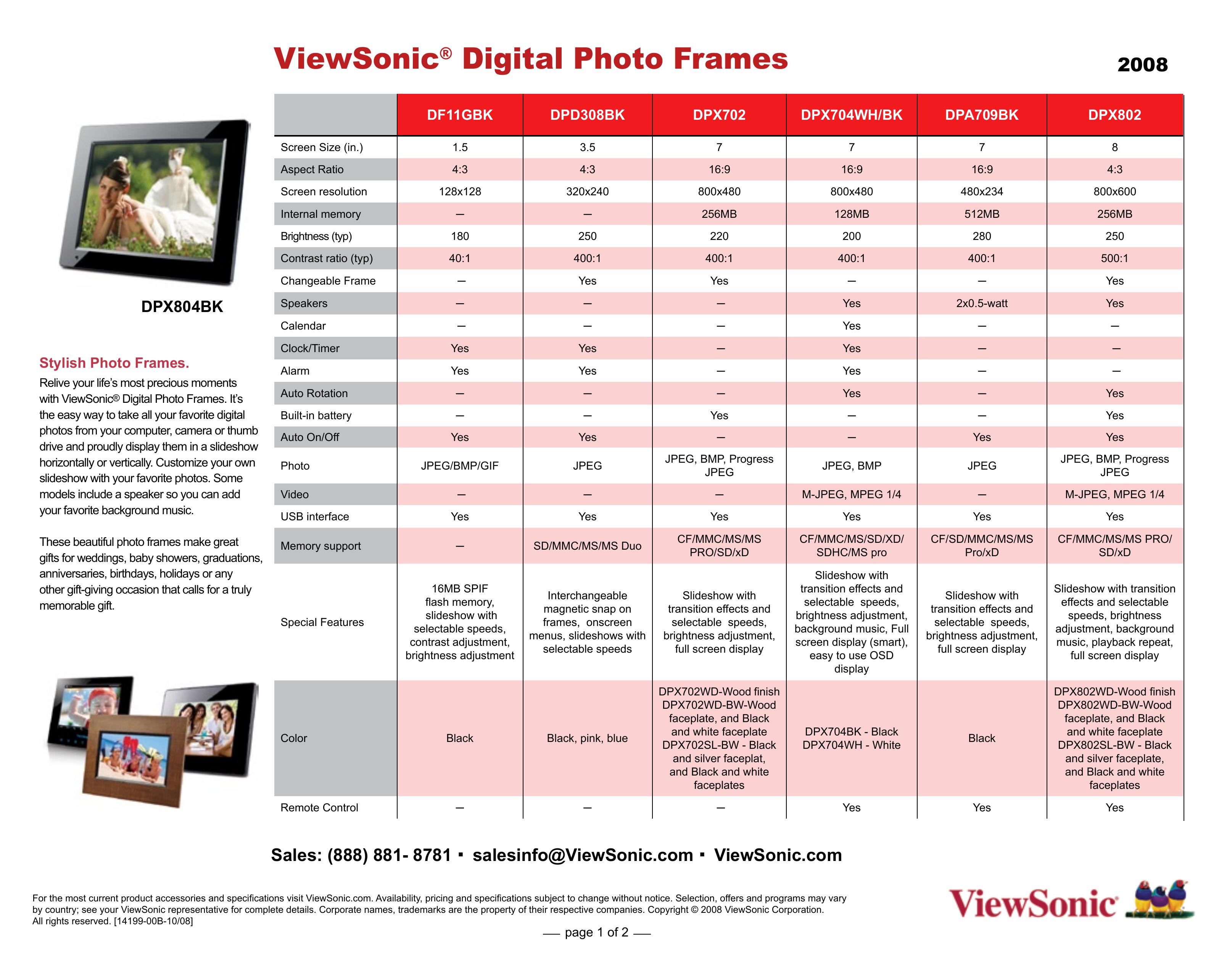 ViewSonic DF11GBK Digital Photo Frame User Manual
