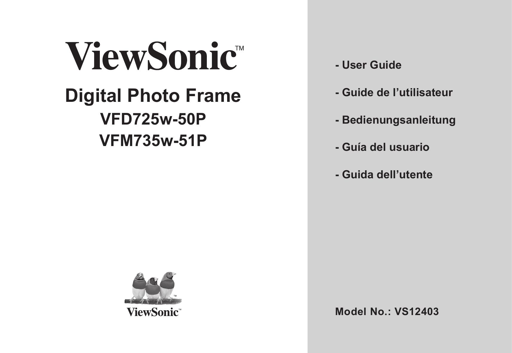 ViewSonic VFD725W-50P Digital Photo Frame User Manual