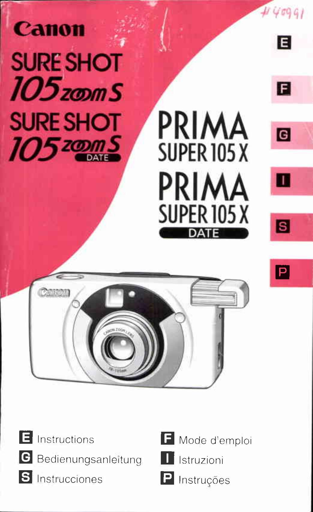 Canon 105 ZOOM S Film Camera User Manual