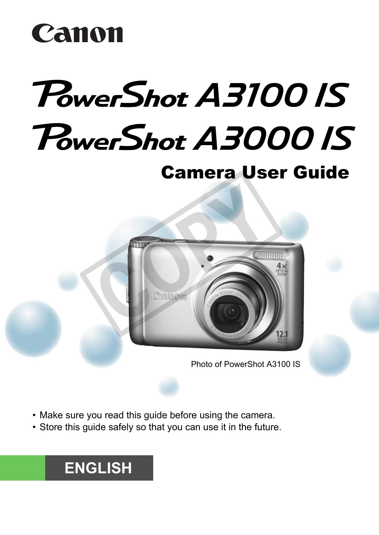 Canon A3000 IS Film Camera User Manual