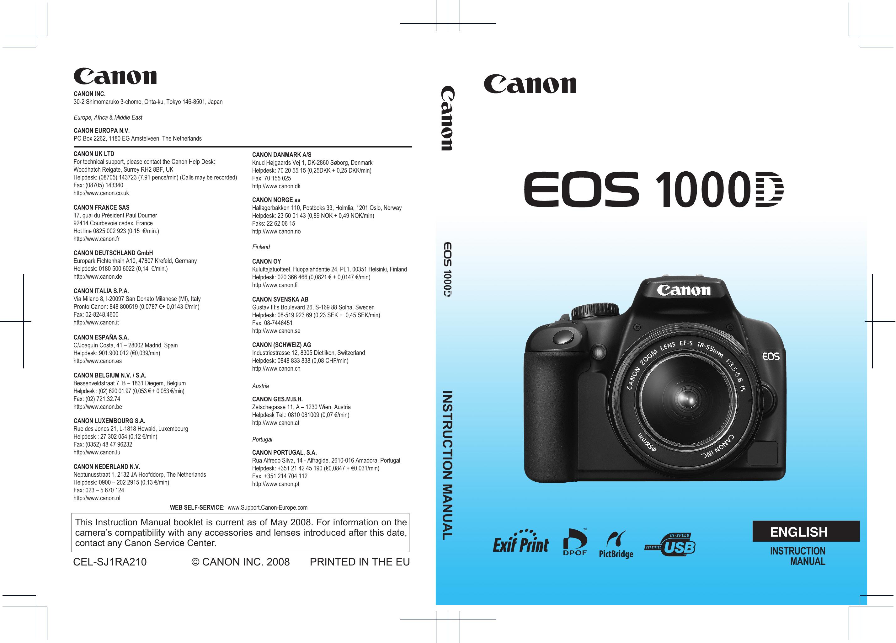 Canon EOS 1000D Film Camera User Manual