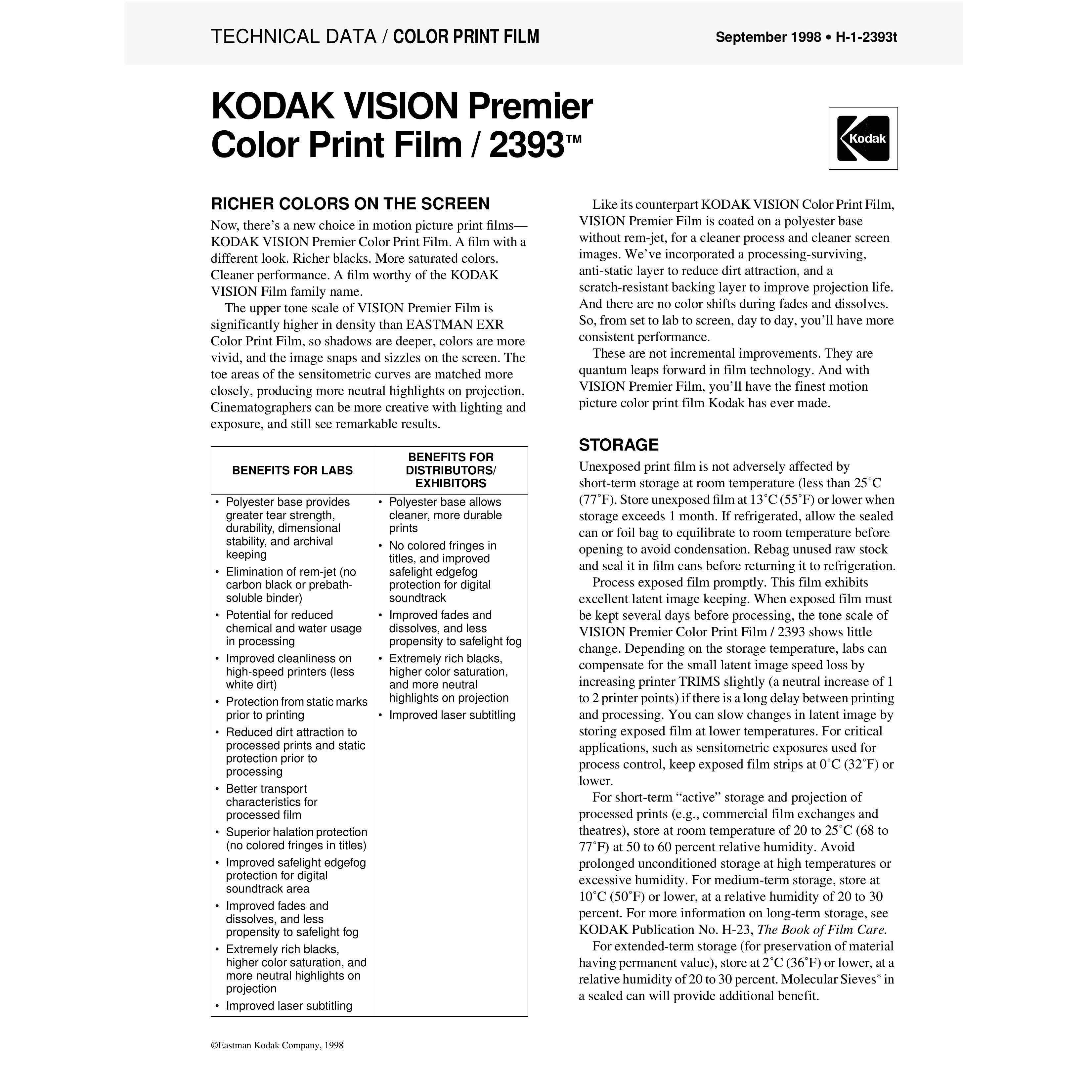 Kodak 2393 Film Camera User Manual