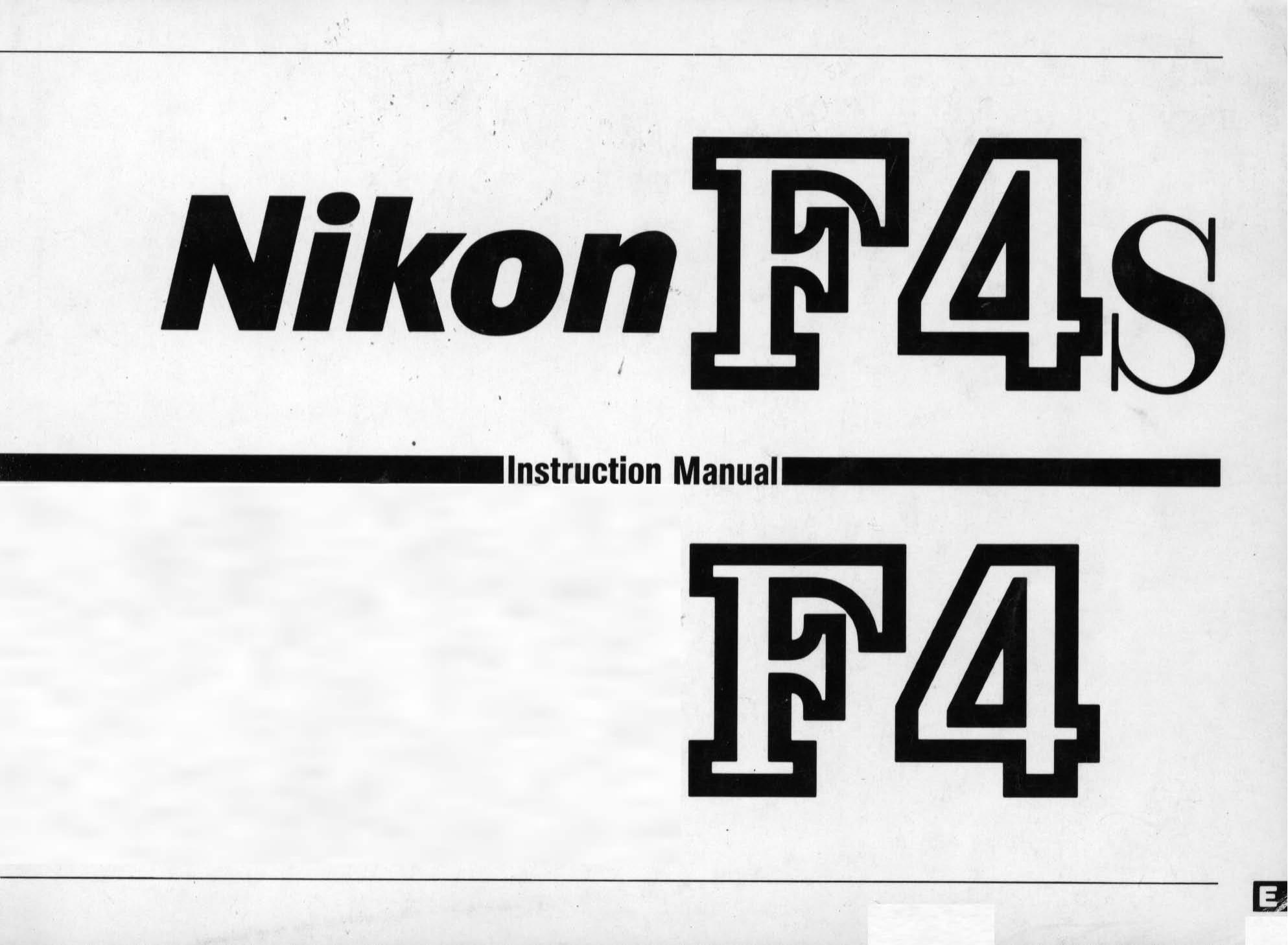 Nikon F4 Body Only Film Camera User Manual