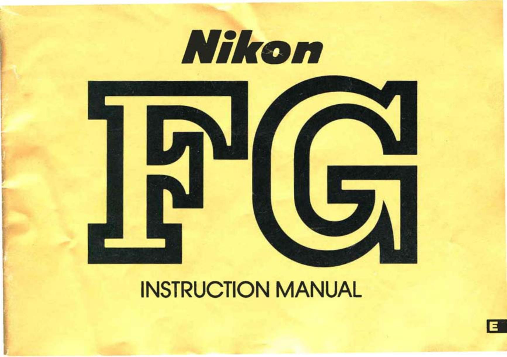 Nikon FG Film Camera User Manual
