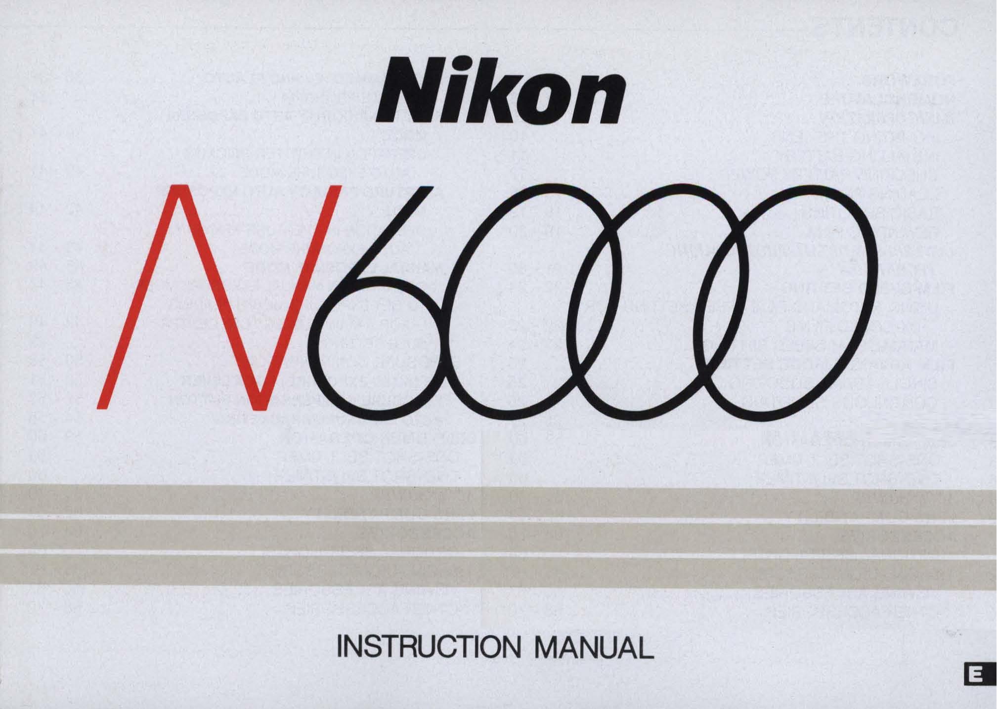Nikon N6000 Film Camera User Manual