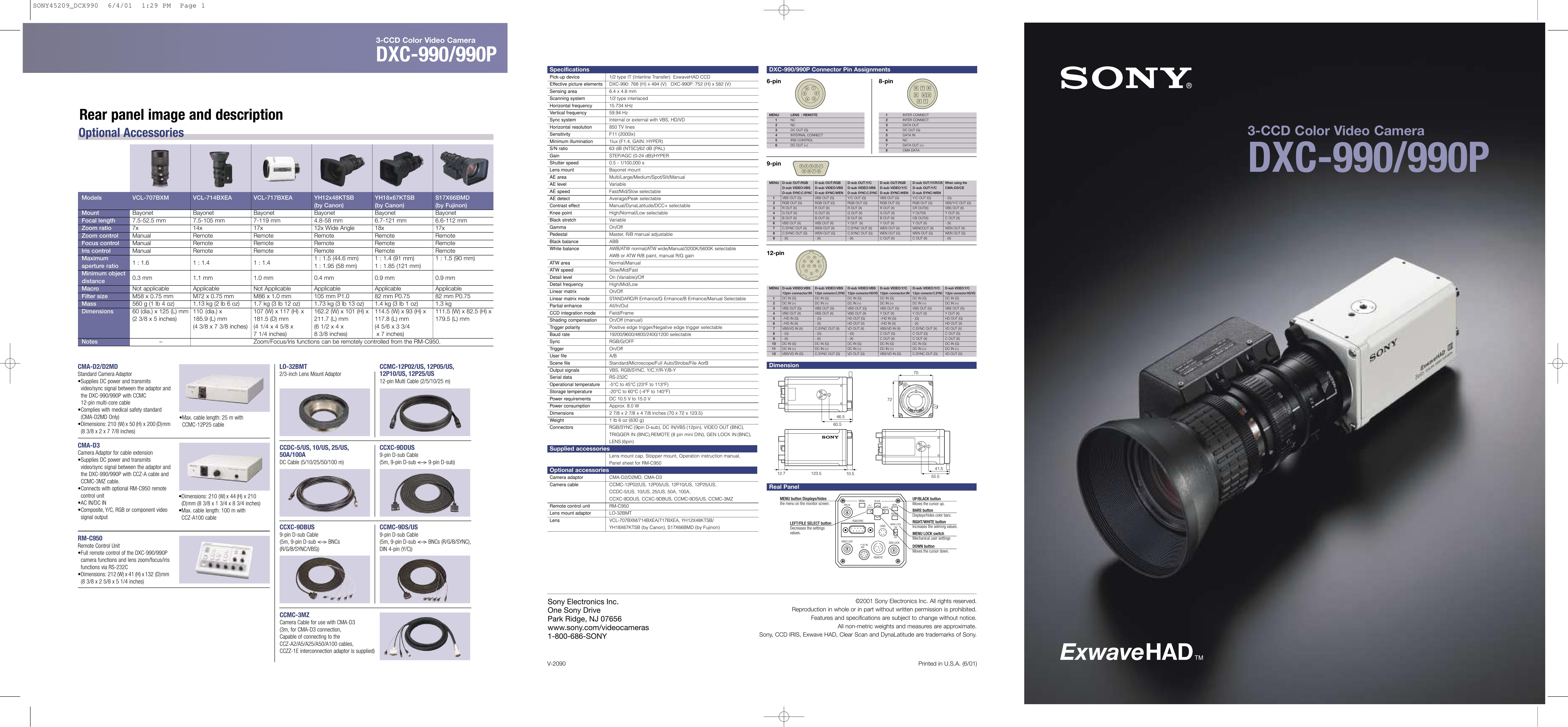 Sony DXC-990 Film Camera User Manual