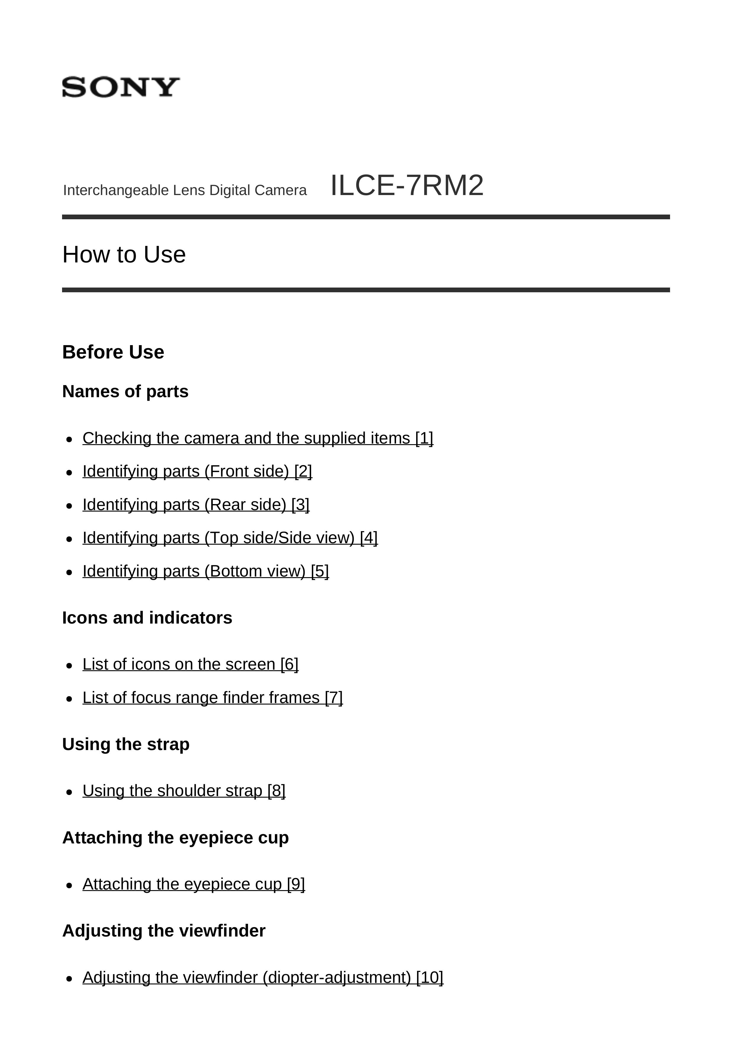 Sony ILCE-7RM2 Film Camera User Manual