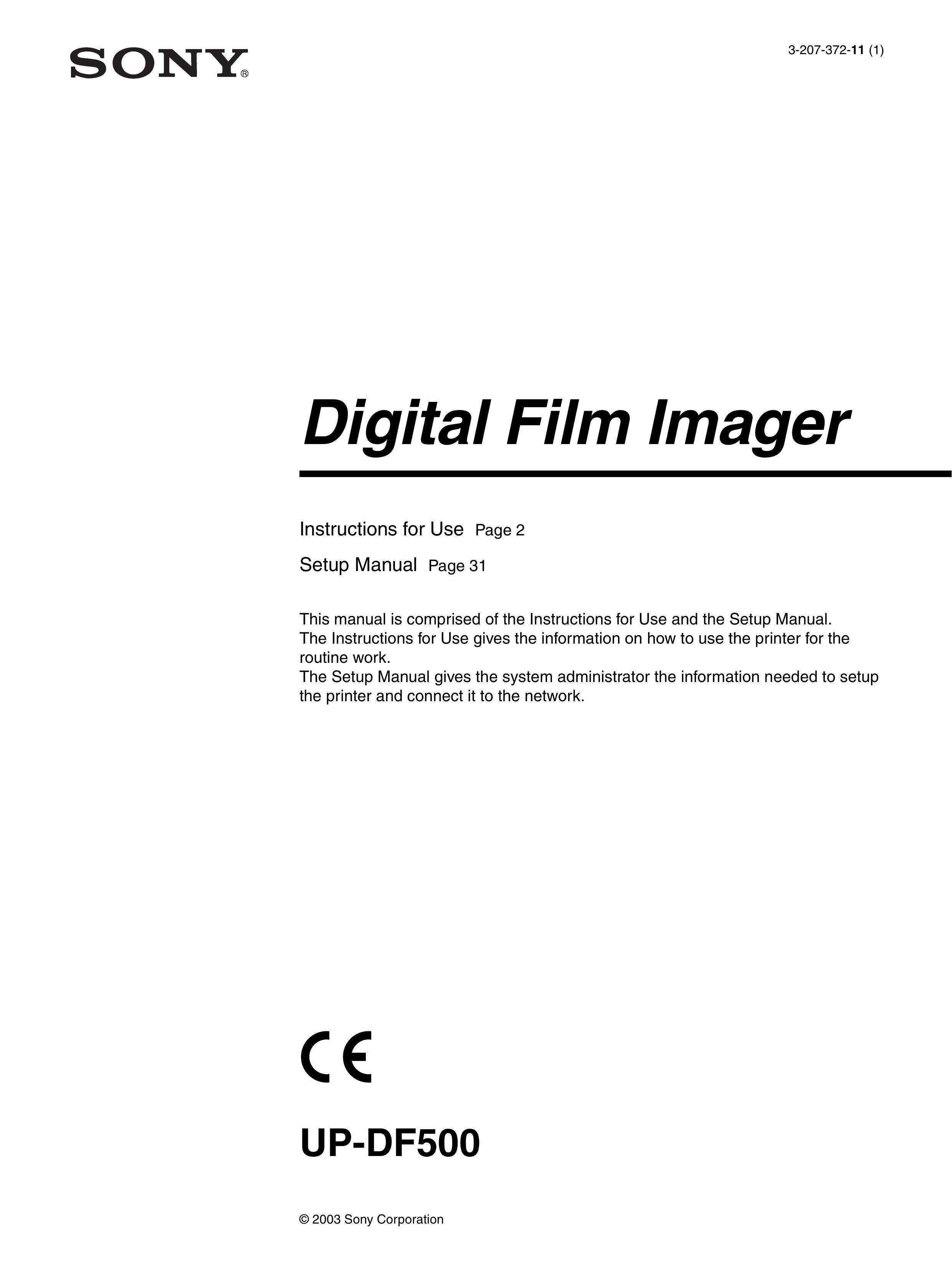 Sony UP-DF500 Film Camera User Manual