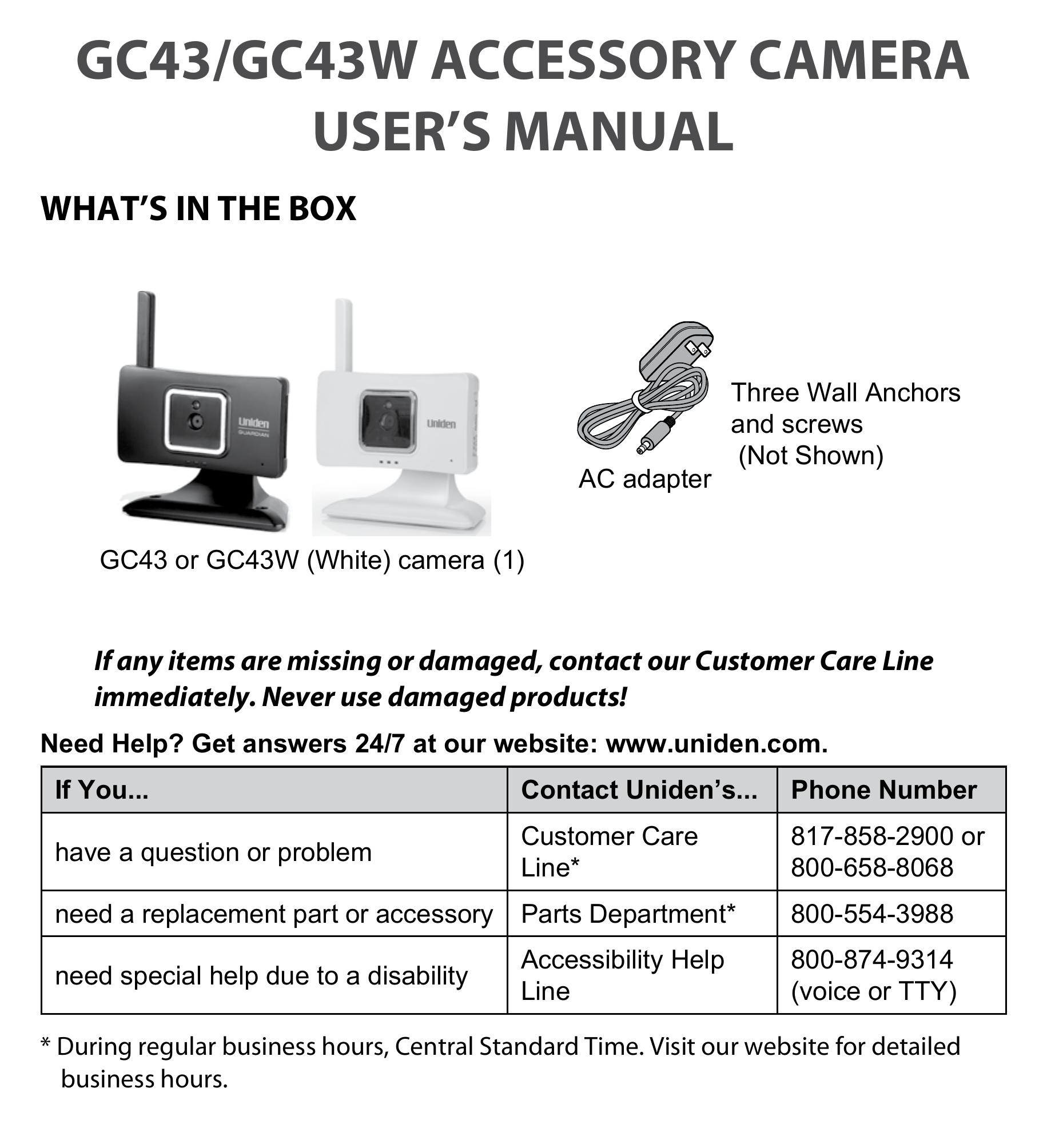 Uniden GC43 Film Camera User Manual