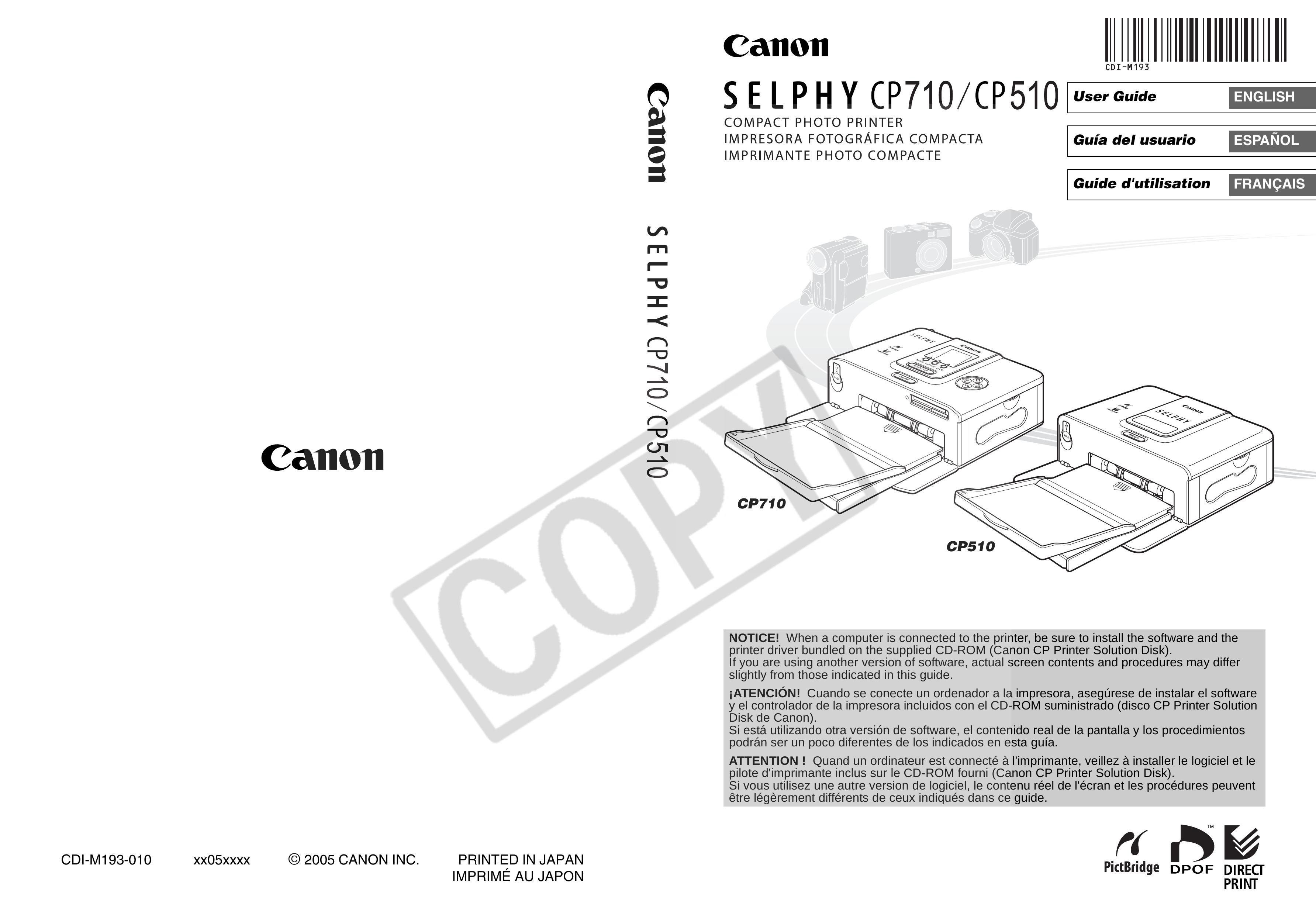 Canon CP510 Photo Printer User Manual