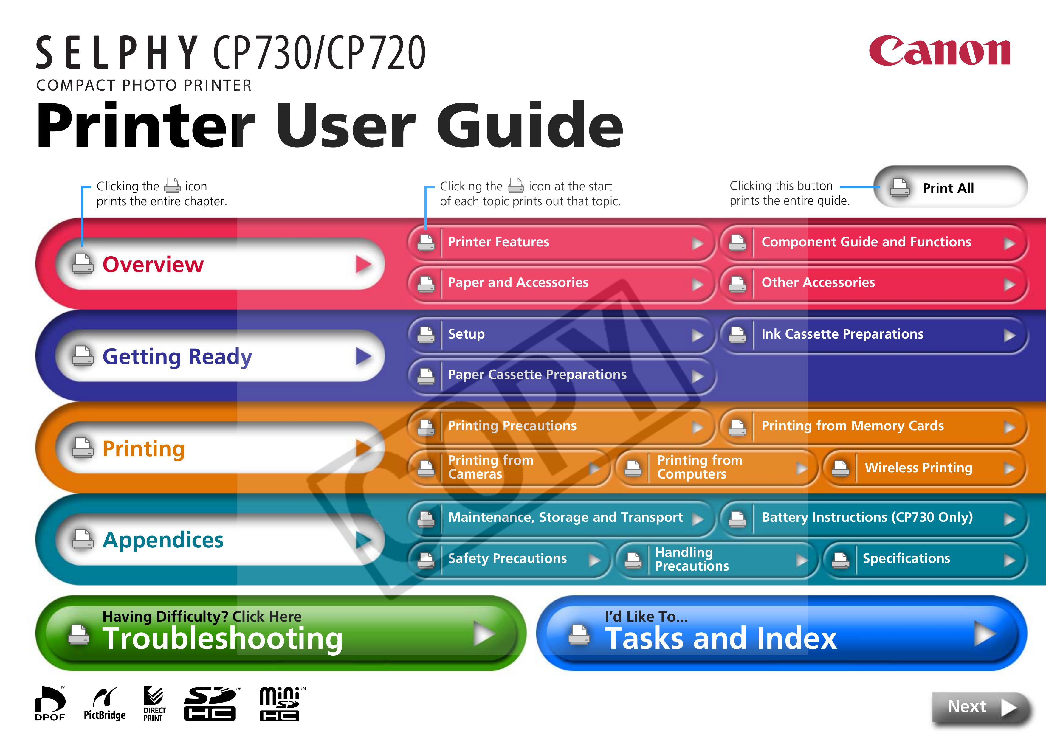 Canon CP730 Photo Printer User Manual